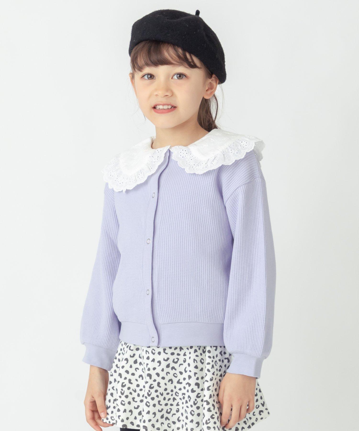 【エバ―クローゼット/ever closet / KIDS】のワッフル カーディガン 羽織り アウター 長袖 綿 女の子 男の子 子供 子供服 インテリア・キッズ・メンズ・レディースファッション・服の通販 founy(ファウニー) 　ファッション　Fashion　キッズファッション　Fashion for Kids　アウター　Coat Outerwear /Kids　カーディガン　Cardigan, Knitwear　軽量　Lightweight, Ultra Light　シルバー　Silver, Metallic Silver　シンプル　Simple, Minimal　トレンド　Trend, Trending Now　長袖　Long Sleeve, Full Sleeve　ラベンダー　Lavender　ロング　Long, Long-Length　ワッフル　Waffle, Waffle Knit　再入荷　Restock / Back in Stock　エレガント 上品　Elegant　ライトパープル|ID: prp329100004983627 ipo3291000000037333092
