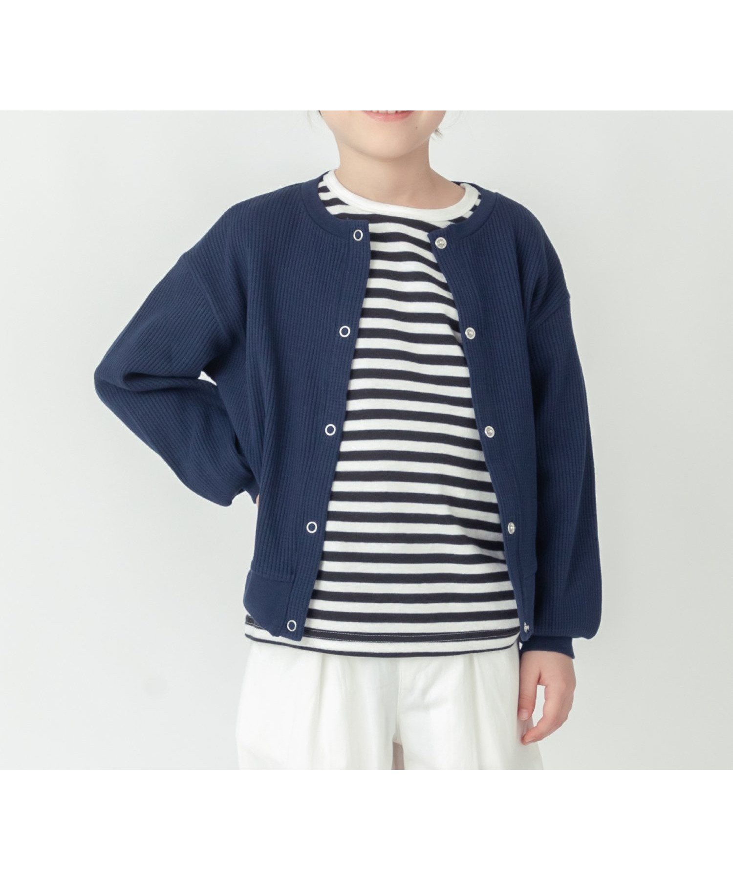 【エバ―クローゼット/ever closet / KIDS】のワッフル カーディガン 羽織り アウター 長袖 綿 女の子 男の子 子供 子供服 インテリア・キッズ・メンズ・レディースファッション・服の通販 founy(ファウニー) 　ファッション　Fashion　キッズファッション　Fashion for Kids　アウター　Coat Outerwear /Kids　カーディガン　Cardigan, Knitwear　軽量　Lightweight, Ultra Light　シルバー　Silver, Metallic Silver　シンプル　Simple, Minimal　トレンド　Trend, Trending Now　長袖　Long Sleeve, Full Sleeve　ラベンダー　Lavender　ロング　Long, Long-Length　ワッフル　Waffle, Waffle Knit　再入荷　Restock / Back in Stock　エレガント 上品　Elegant　ネイビー|ID: prp329100004983627 ipo3291000000037333093