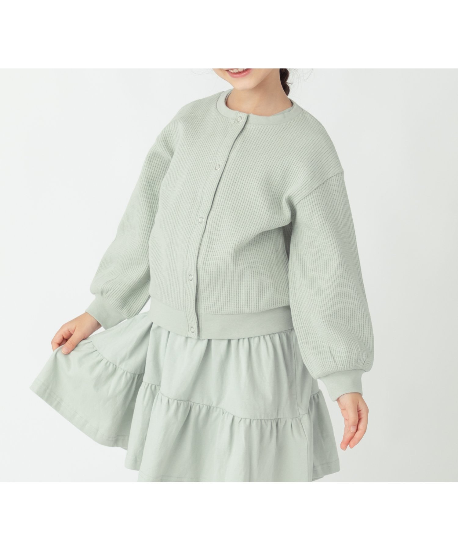 【エバ―クローゼット/ever closet / KIDS】のワッフル カーディガン 羽織り アウター 長袖 綿 女の子 男の子 子供 子供服 インテリア・キッズ・メンズ・レディースファッション・服の通販 founy(ファウニー) 　ファッション　Fashion　キッズファッション　Fashion for Kids　アウター　Coat Outerwear /Kids　カーディガン　Cardigan, Knitwear　軽量　Lightweight, Ultra Light　シルバー　Silver, Metallic Silver　シンプル　Simple, Minimal　トレンド　Trend, Trending Now　長袖　Long Sleeve, Full Sleeve　ラベンダー　Lavender　ロング　Long, Long-Length　ワッフル　Waffle, Waffle Knit　再入荷　Restock / Back in Stock　エレガント 上品　Elegant　ペールグリーン|ID: prp329100004983627 ipo3291000000037333094