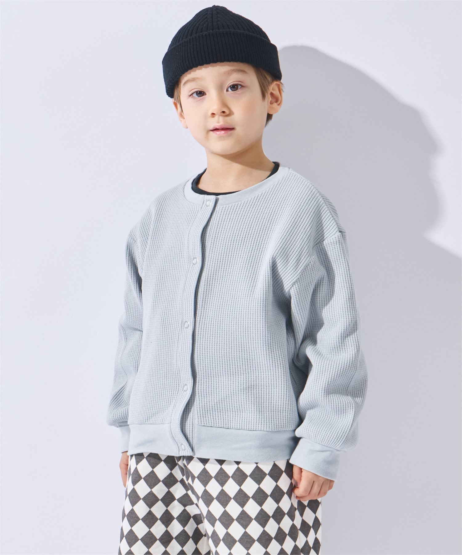 【エバ―クローゼット/ever closet / KIDS】のワッフル カーディガン 羽織り アウター 長袖 綿 女の子 男の子 子供 子供服 インテリア・キッズ・メンズ・レディースファッション・服の通販 founy(ファウニー) 　ファッション　Fashion　キッズファッション　Fashion for Kids　アウター　Coat Outerwear /Kids　カーディガン　Cardigan, Knitwear　軽量　Lightweight, Ultra Light　シルバー　Silver, Metallic Silver　シンプル　Simple, Minimal　トレンド　Trend, Trending Now　長袖　Long Sleeve, Full Sleeve　ラベンダー　Lavender　ロング　Long, Long-Length　ワッフル　Waffle, Waffle Knit　再入荷　Restock / Back in Stock　エレガント 上品　Elegant　グレー|ID: prp329100004983627 ipo3291000000037333095