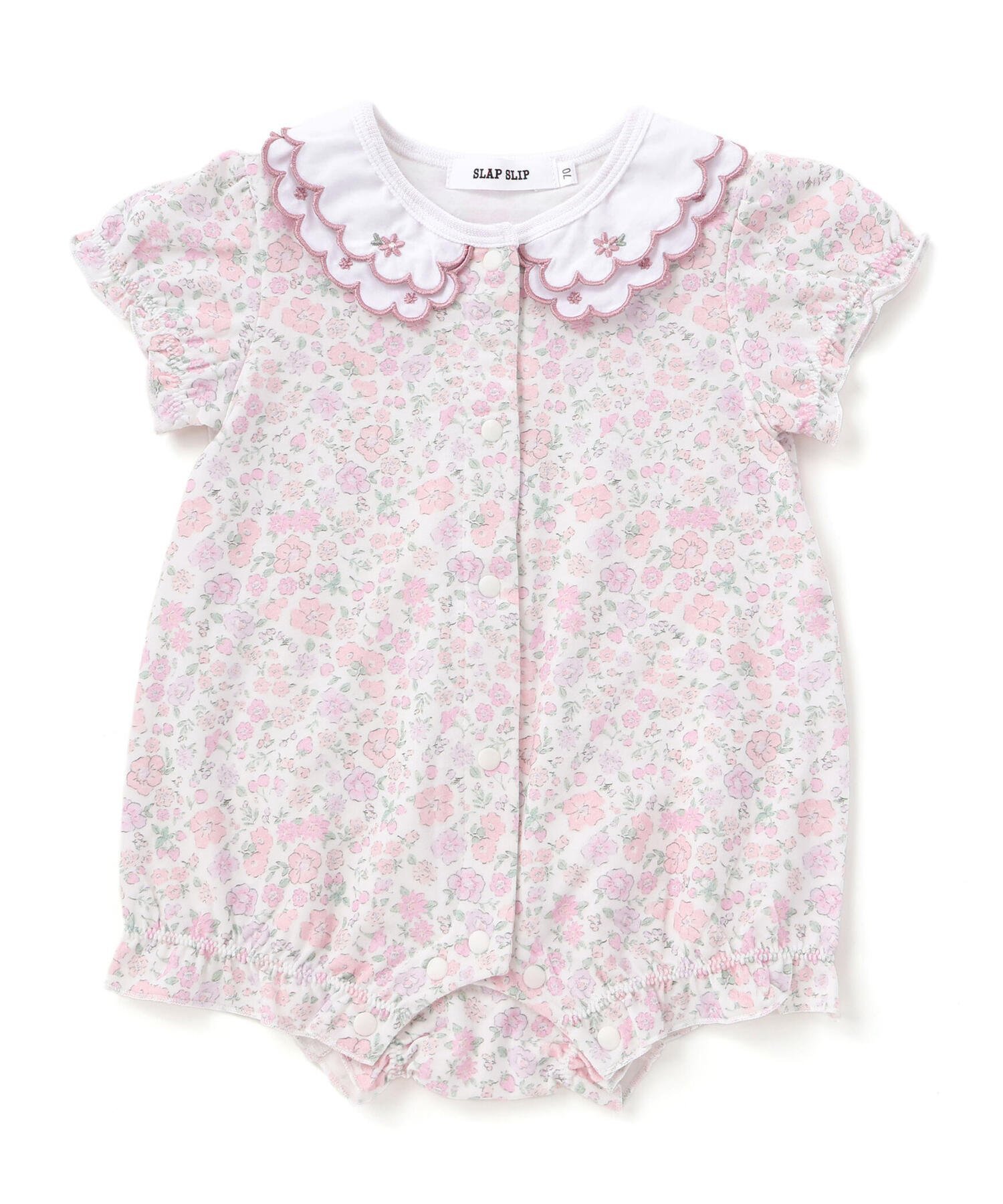 【ベベ オンライン ストア/BEBE ONLINE STORE / KIDS】の【お揃い】プリント総柄重ね襟付き半袖ロンパースベビー(60~80cm) インテリア・キッズ・メンズ・レディースファッション・服の通販 founy(ファウニー) 　ファッション　Fashion　キッズファッション　Fashion for Kids　春　Spring　クラシカル　Classical, Vintage-Inspired　コレクション　Collection, Seasonal Line　シンプル　Simple, Minimal　スカラップ　Scallop, Scalloped Edge　フレンチ　French, French Style　フロント　Front, Front Design　プリント　Print, Printed Pattern　ベビー　Baby, Babywear　半袖　Short Sleeve, Half Sleeve　モチーフ　Motif, Design Theme　レギンス　Leggings, Stretch Pants　ロンパース　Romper, Jumpsuit　S/S・春夏　SS, Spring/Summer, Warm Season　夏　Summer　エレガント 上品　Elegant　2026年　2026　2026春夏・S/S　Spring/Summer 2026 SS26　ピンク系|ID: prp329100004983630 ipo3291000000037333136
