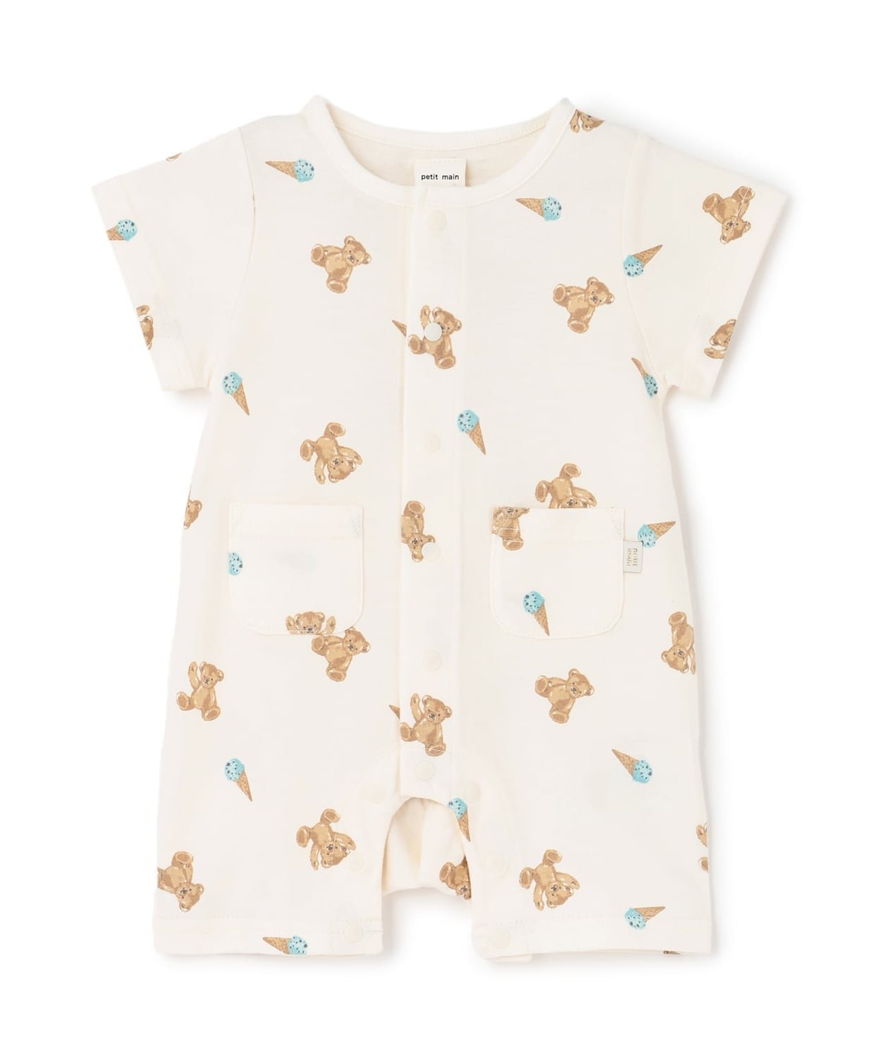 【ナルミヤ オンライン/NARUMIYA ONELINE / KIDS】の半袖カバーオール インテリア・キッズ・メンズ・レディースファッション・服の通販 founy(ファウニー) 　ファッション　Fashion　キッズファッション　Fashion for Kids　おすすめ　Recommended / Our Picks　ポケット　Pocket, Pocket Detail　半袖　Short Sleeve, Half Sleeve　オフ ホワイト|ID: prp329100004983631 ipo3291000000037333138