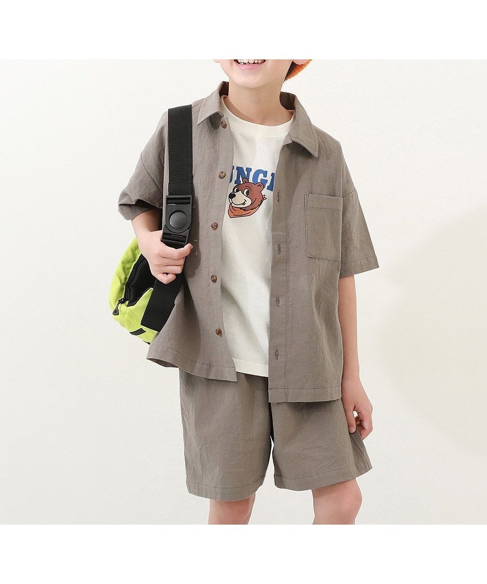 【デビロック/devirock / KIDS】の半袖 シャツセットアップ セットアップ オールインワン 25SS インテリア・キッズ・メンズ・レディースファッション・服の通販 founy(ファウニー) 　ファッション　Fashion　キッズファッション　Fashion for Kids　セットアップ　Set-Up, Coordinated Outfit　デニム　Denim, Jeans Material　プリント　Print, Printed Pattern　半袖　Short Sleeve, Half Sleeve　羽織　Haori, Light Jacket　おすすめ　Recommended / Our Picks　2025年　2025　2025春夏・S/S　Spring/Summer 2025 SS25　Dグレージュ|ID: prp329100004983643 ipo3291000000037333220