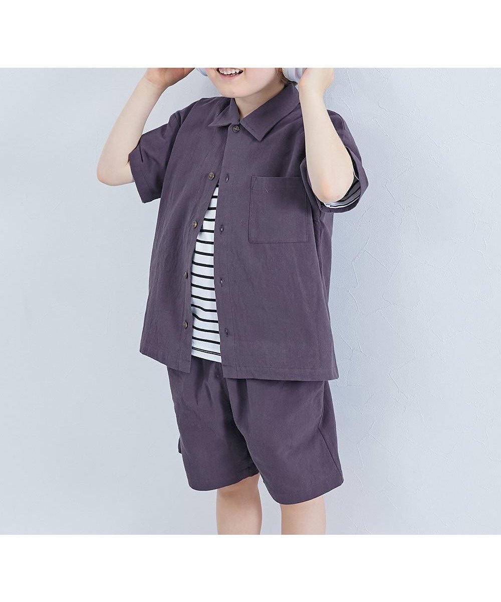 【デビロック/devirock / KIDS】の半袖 シャツセットアップ セットアップ オールインワン 25SS インテリア・キッズ・メンズ・レディースファッション・服の通販 founy(ファウニー) 　ファッション　Fashion　キッズファッション　Fashion for Kids　セットアップ　Set-Up, Coordinated Outfit　デニム　Denim, Jeans Material　プリント　Print, Printed Pattern　半袖　Short Sleeve, Half Sleeve　羽織　Haori, Light Jacket　おすすめ　Recommended / Our Picks　2025年　2025　2025春夏・S/S　Spring/Summer 2025 SS25　パープルグレー|ID: prp329100004983643 ipo3291000000037333221