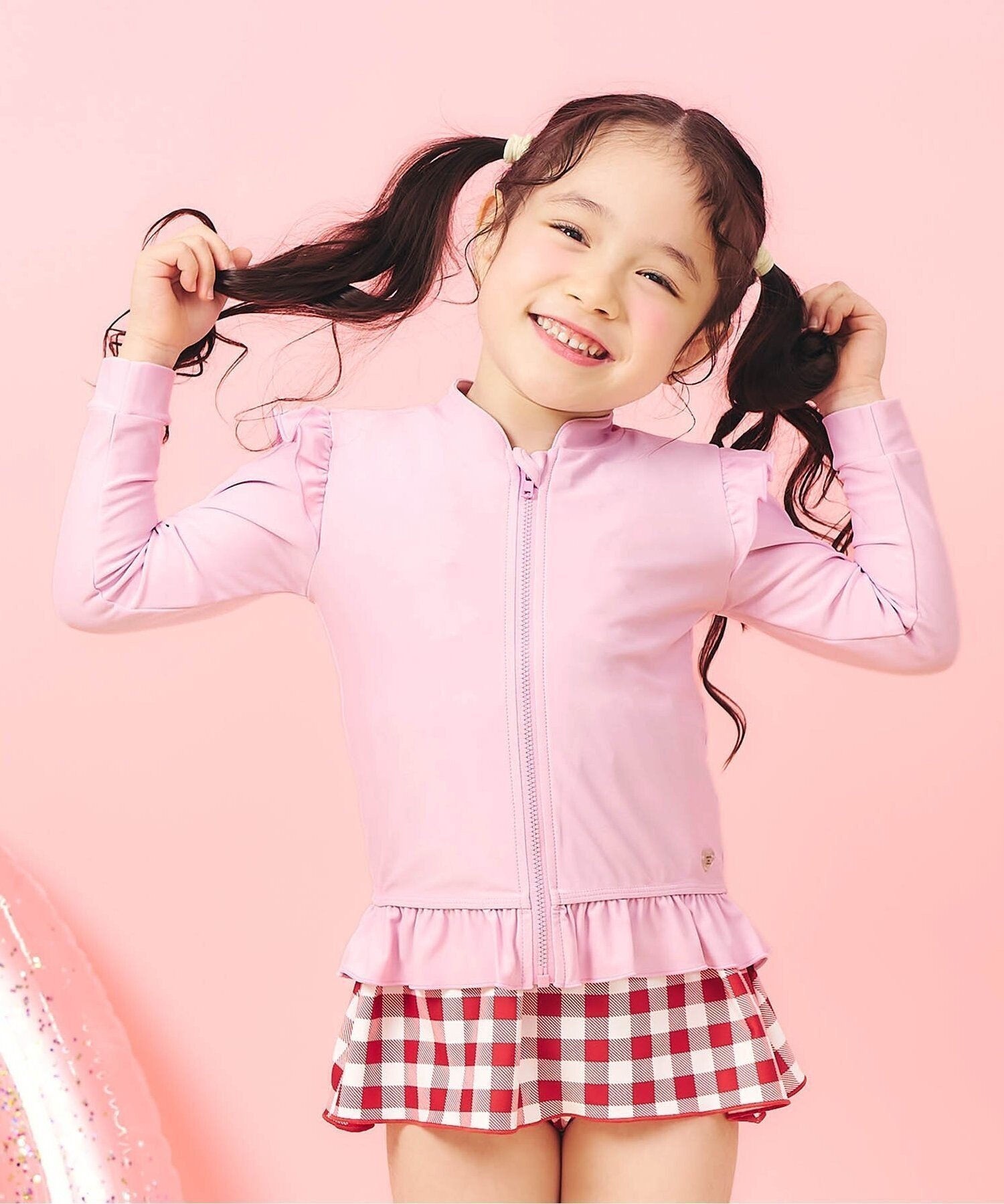 【エフオー オンラインストア/F.O.Online Store / KIDS】の【UVカット】フリルラッシュガード 大人の最旬トレンドファッション＆コーディネート founy(ファウニー) 　ファッション　Fashion　キッズファッション　Fashion for Kids　アウトドア　Outdoor Clothing　フリル　Frill, Ruffle　夏　Summer　水着　Swimsuit, Swimwear　無地　Plain, Solid Color　 other-1|ID: prp329100004983648 ipo3291000000037333257
