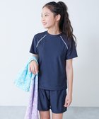 【デビロック/devirock / KIDS】のUVカット 女児 セパレート Tシャツ パンツ型 スクール水着 子供服 キッズ 26SS 大人の最旬トレンドファッション＆コーディネート founy(ファウニー) ファッション Fashion キッズファッション Fashion for Kids インナー Innerwear キュロット Culottes, Wide Shorts ストレッチ Stretch, Stretchy Fabric セパレート Separate, Two-Piece 長袖 Long Sleeve, Full Sleeve フィット Fit, Slim Fit プリント Print, Printed Pattern 半袖 Short Sleeve, Half Sleeve 水着 Swimsuit, Swimwear 2026年 2026 2026春夏・S/S Spring/Summer 2026 SS26 thumbnail 002-半袖-ネイビー-ホワイト|ID: prp329100004983661 ipo3291000000037333336