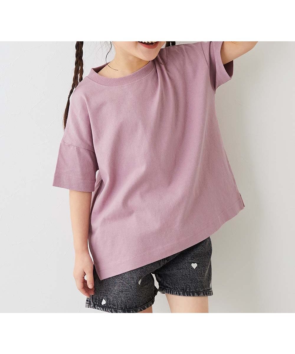 【デビロック/devirock / KIDS】の綿100% お洗濯してもよれにくい ビッグシルエット 半袖Tシャツ 子供服 キッズ 26SS インテリア・キッズ・メンズ・レディースファッション・服の通販 founy(ファウニー) 　ファッション　Fashion　キッズファッション　Fashion for Kids　インナー　Innerwear　トレンド　Trend, Trending Now　ビッグ　Big, Oversized　半袖　Short Sleeve, Half Sleeve　リラックス　Relax, Relaxed Fit　ロング　Long, Long-Length　おすすめ　Recommended / Our Picks　2026年　2026　2026春夏・S/S　Spring/Summer 2026 SS26　くすみピンク|ID: prp329100004983669 ipo3291000000037333421