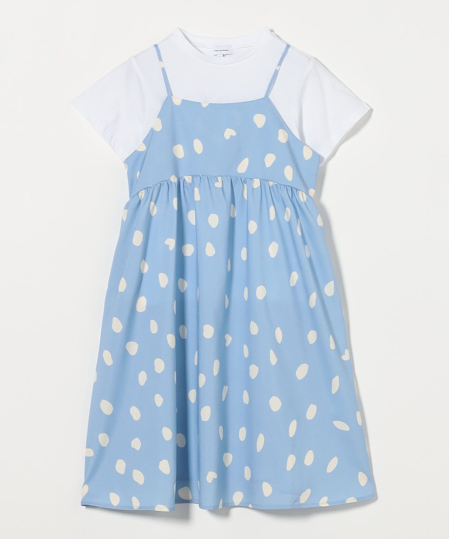 【ユナイテッドアローズ/UNITED ARROWS / KIDS】のTシャツ+キャミワンピース セット / キッズ 100cm-130cm インテリア・キッズ・メンズ・レディースファッション・服の通販 founy(ファウニー) 　ファッション　Fashion　キッズファッション　Fashion for Kids　ワンピース　Dresses　カットソー　Cut and Sewn Top　キャミワンピース　Cami Dress, Slip Dress　ドット　Polka Dot, Dot Pattern　無地　Plain, Solid Color　アウトレット　Outlet / Clearance　LT.BLUE|ID: prp329100004983675 ipo3291000000037333448