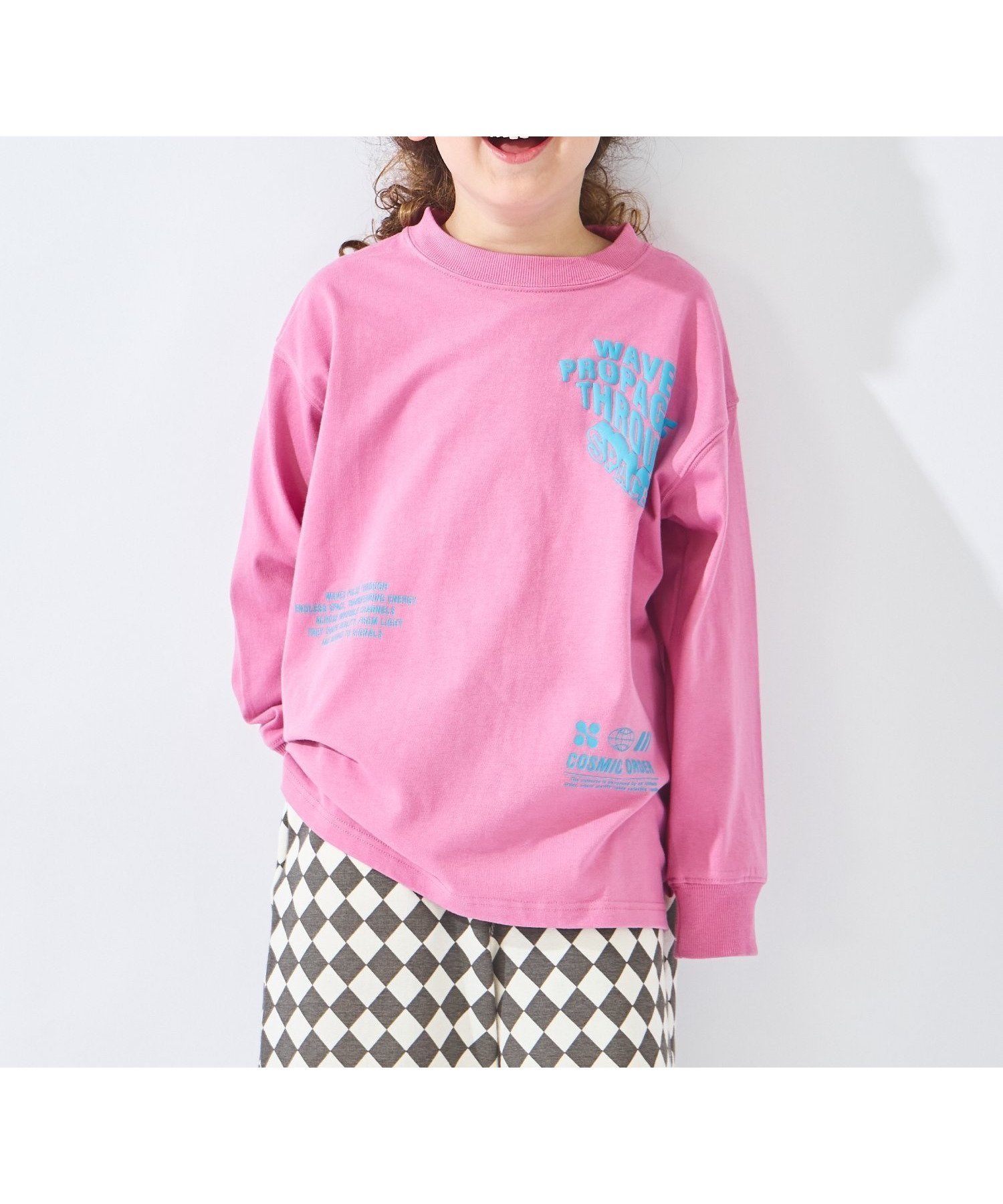 【エバ―クローゼット/ever closet / KIDS】のプリント 長袖 Tシャツ トップス ロンt 長袖 女の子 男の子 子供 子供服 インテリア・キッズ・メンズ・レディースファッション・服の通販 founy(ファウニー) 　ファッション　Fashion　キッズファッション　Fashion for Kids　トップス・カットソー　Cut & Sew Tops　グラフィック　Graphic, Graphic Design　吸水　Absorbent, Quick-Dry　スリット　Slit, Slit Detail　トレンド　Trend, Trending Now　長袖　Long Sleeve, Full Sleeve　パステル　Pastel, Soft Color　プリント　Print, Printed Pattern　ラベンダー　Lavender　再入荷　Restock / Back in Stock　ピンクF|ID: prp329100004983691 ipo3291000000037333562