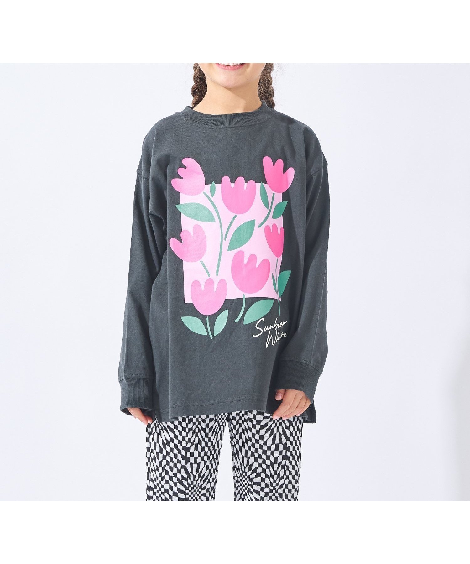【エバ―クローゼット/ever closet / KIDS】のプリント 長袖 Tシャツ トップス ロンt 長袖 女の子 男の子 子供 子供服 インテリア・キッズ・メンズ・レディースファッション・服の通販 founy(ファウニー) 　ファッション　Fashion　キッズファッション　Fashion for Kids　トップス・カットソー　Cut & Sew Tops　グラフィック　Graphic, Graphic Design　吸水　Absorbent, Quick-Dry　スリット　Slit, Slit Detail　トレンド　Trend, Trending Now　長袖　Long Sleeve, Full Sleeve　パステル　Pastel, Soft Color　プリント　Print, Printed Pattern　ラベンダー　Lavender　再入荷　Restock / Back in Stock　チャコールC|ID: prp329100004983691 ipo3291000000037333563