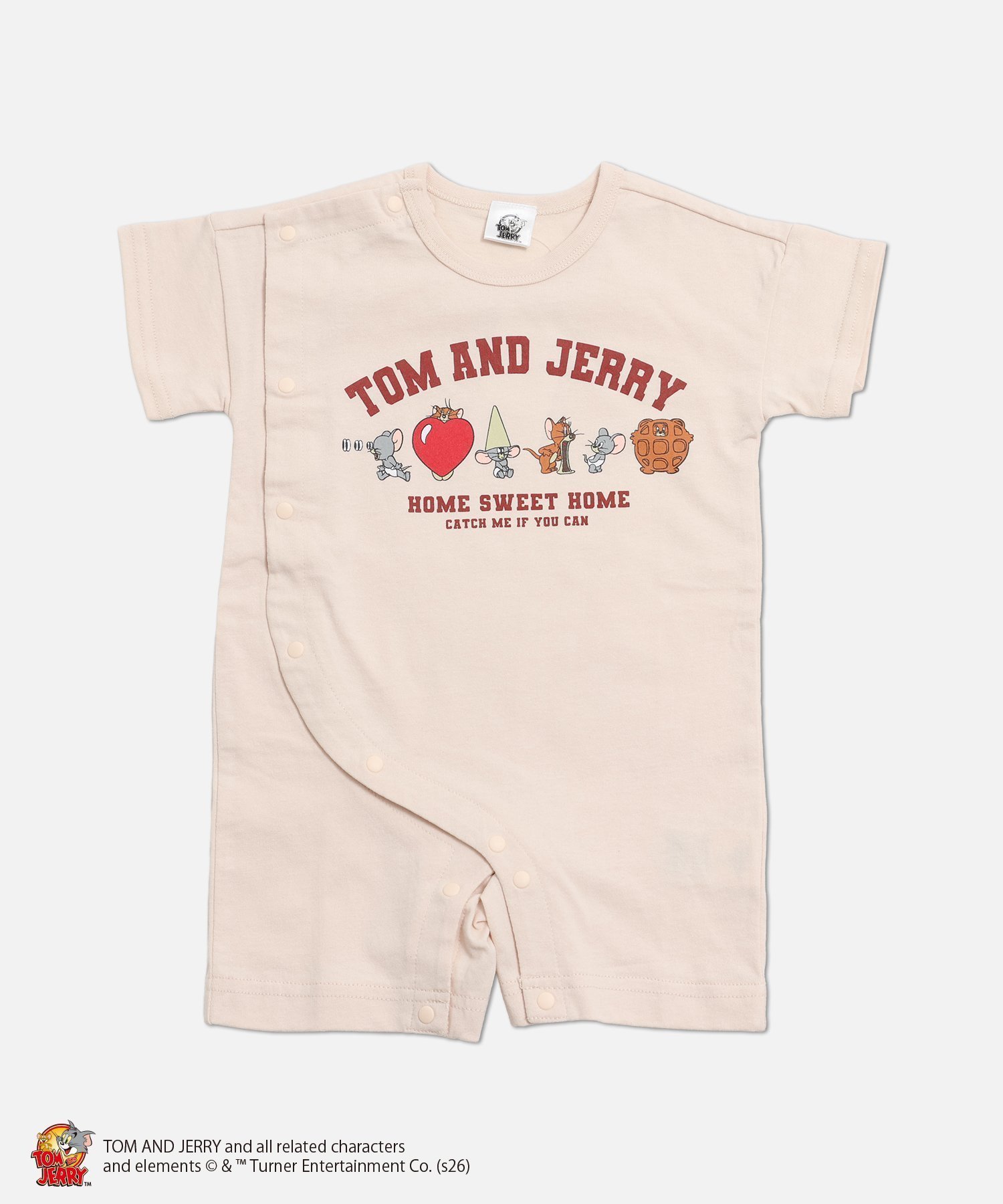 【チルツー/chil2 / KIDS】のトムとジェリー 半袖カバーオール インテリア・キッズ・メンズ・レディースファッション・服の通販 founy(ファウニー) 　ファッション　Fashion　キッズファッション　Fashion for Kids　イラスト　Illustration　人気　Popular, Best Seller　半袖　Short Sleeve, Half Sleeve　Cジェリーとタフィー/クリーム|ID: prp329100004983701 ipo3291000000037333627