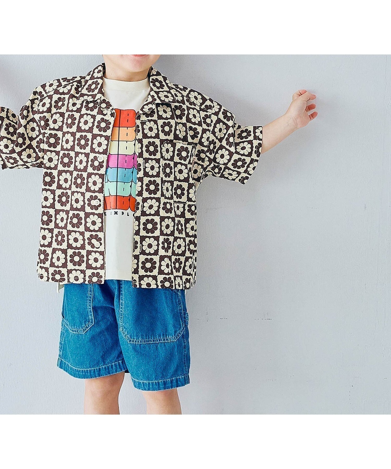 【エフオー オンラインストア/F.O.Online Store / KIDS】のイロチ買いしたい総柄半袖開襟シャツ リンク インテリア・キッズ・メンズ・レディースファッション・服の通販 founy(ファウニー) 　ファッション　Fashion　キッズファッション　Fashion for Kids　おすすめ　Recommended / Our Picks　フレア　Flare, Flared　半袖　Short Sleeve, Half Sleeve　夏　Summer　ブラウン|ID: prp329100004983704 ipo3291000000037333636