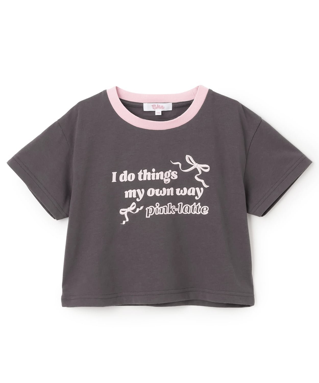 【ナルミヤ オンライン/NARUMIYA ONELINE / KIDS】の【デイリープライス】リボンリンガー半袖Tシャツ インテリア・キッズ・メンズ・レディースファッション・服の通販 founy(ファウニー) 　ファッション　Fashion　キッズファッション　Fashion for Kids　おすすめ　Recommended / Our Picks　ガーリー　Girly, Feminine Style　スマート　Smart, Elegant　プリーツ　Pleats, Pleated　ポケット　Pocket, Pocket Detail　リボン　Ribbon, Bow　入学式　Entrance Ceremony　半袖　Short Sleeve, Half Sleeve　チャコール|ID: prp329100004983728 ipo3291000000037333816