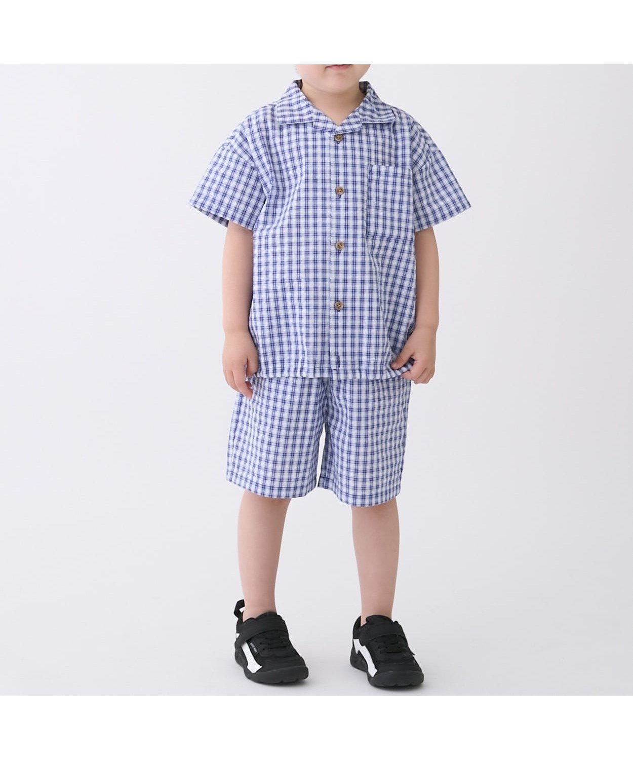 【ナルミヤ オンライン/NARUMIYA ONELINE / KIDS】のチェック布帛セットアップ インテリア・キッズ・メンズ・レディースファッション・服の通販 founy(ファウニー) 　ファッション　Fashion　キッズファッション　Fashion for Kids　セットアップ　Set-Up, Coordinated Outfit　チェック　Check, Plaid, Tartan　ポケット　Pocket, Pocket Detail　エレガント 上品　Elegant　ブルー|ID: prp329100004983729 ipo3291000000037333819