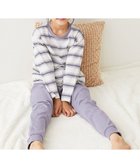 【デビロック/devirock / KIDS】の綿100% やわらか ボーダー 長袖パジャマ パジャマ ルームウェア 25AW 大人の最旬トレンドファッション＆コーディネート founy(ファウニー) ファッション Fashion キッズファッション Fashion for Kids なめらか Smooth, Silky Texture 長袖 Long Sleeve, Full Sleeve パジャマ Pajamas, Sleepwear ボーダー Border, Stripe おすすめ Recommended / Our Picks お家時間・ステイホーム Stay Home / At Home 旅行 Travel 2025年 2025 2025-2026秋冬・A/W Autumn/Winter 2025–26 AW25–26 thumbnail 005-オフホワイト-Gバイオレット|ID: prp329100004983735 ipo3291000000037333849