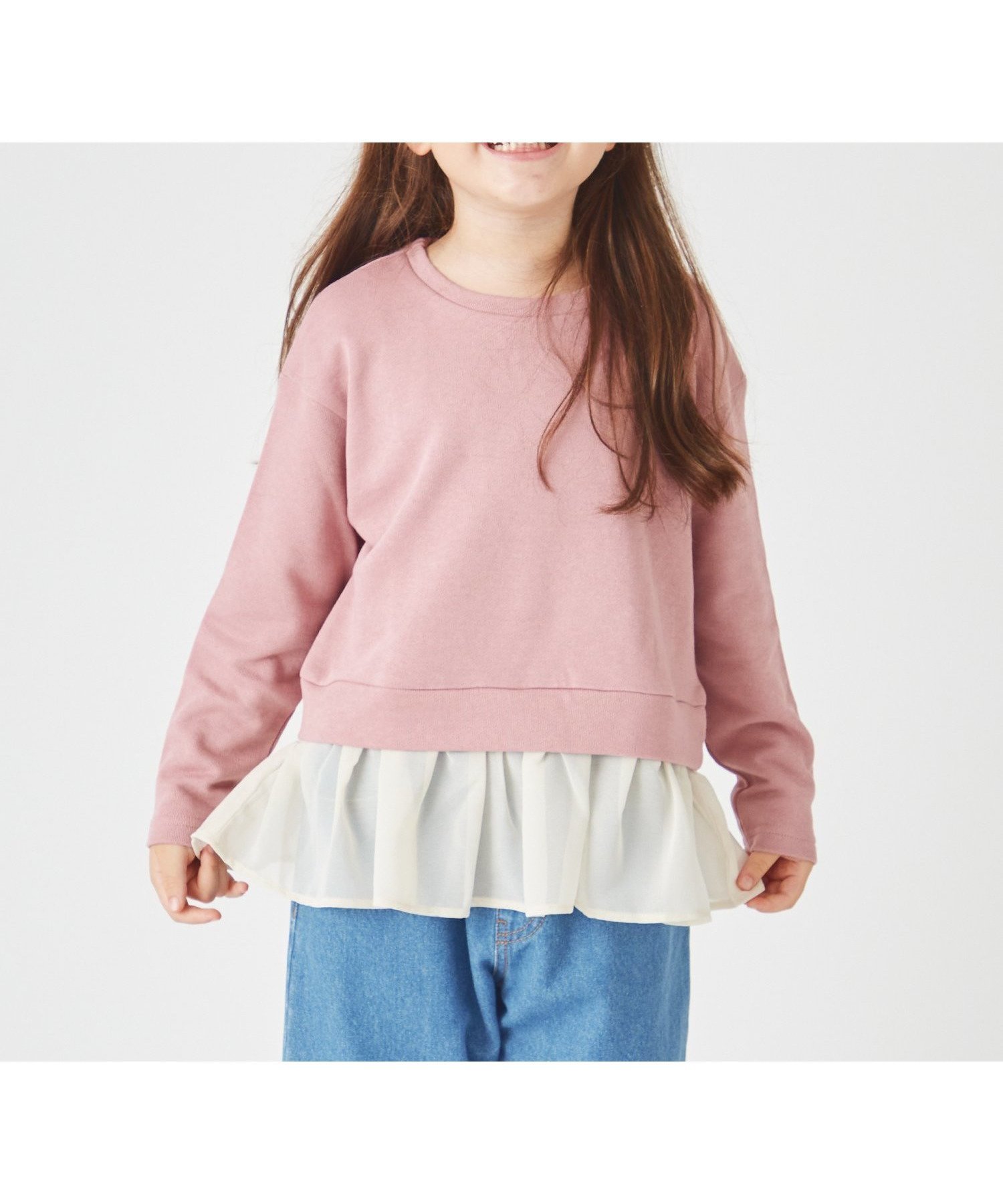 【エバ―クローゼット/ever closet / KIDS】のフリル付きトップス インテリア・キッズ・メンズ・レディースファッション・服の通販 founy(ファウニー) 　ファッション　Fashion　キッズファッション　Fashion for Kids　トップス・カットソー　Cut & Sew Tops　吸水　Absorbent, Quick-Dry　シフォン　Chiffon, Lightweight Fabric　トレンド　Trend, Trending Now　ドッキング　Docking, Mixed Material　人気　Popular, Best Seller　フリル　Frill, Ruffle　ラベンダー　Lavender　楽ちん　Easy Fit, Comfortable　再入荷　Restock / Back in Stock　スモーキーピンクベージュ|ID: prp329100004983747 ipo3291000000037333934