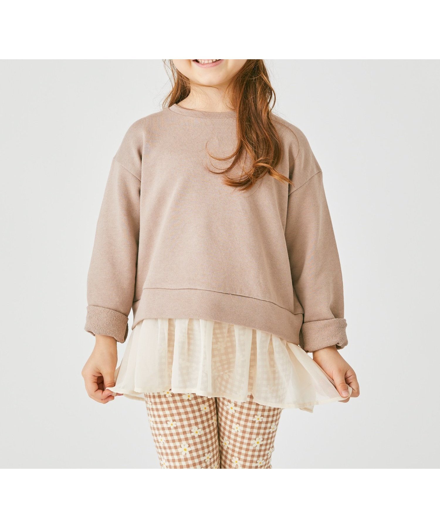 【エバ―クローゼット/ever closet / KIDS】のフリル付きトップス インテリア・キッズ・メンズ・レディースファッション・服の通販 founy(ファウニー) 　ファッション　Fashion　キッズファッション　Fashion for Kids　トップス・カットソー　Cut & Sew Tops　吸水　Absorbent, Quick-Dry　シフォン　Chiffon, Lightweight Fabric　トレンド　Trend, Trending Now　ドッキング　Docking, Mixed Material　人気　Popular, Best Seller　フリル　Frill, Ruffle　ラベンダー　Lavender　楽ちん　Easy Fit, Comfortable　再入荷　Restock / Back in Stock　モカベージュ|ID: prp329100004983747 ipo3291000000037333941