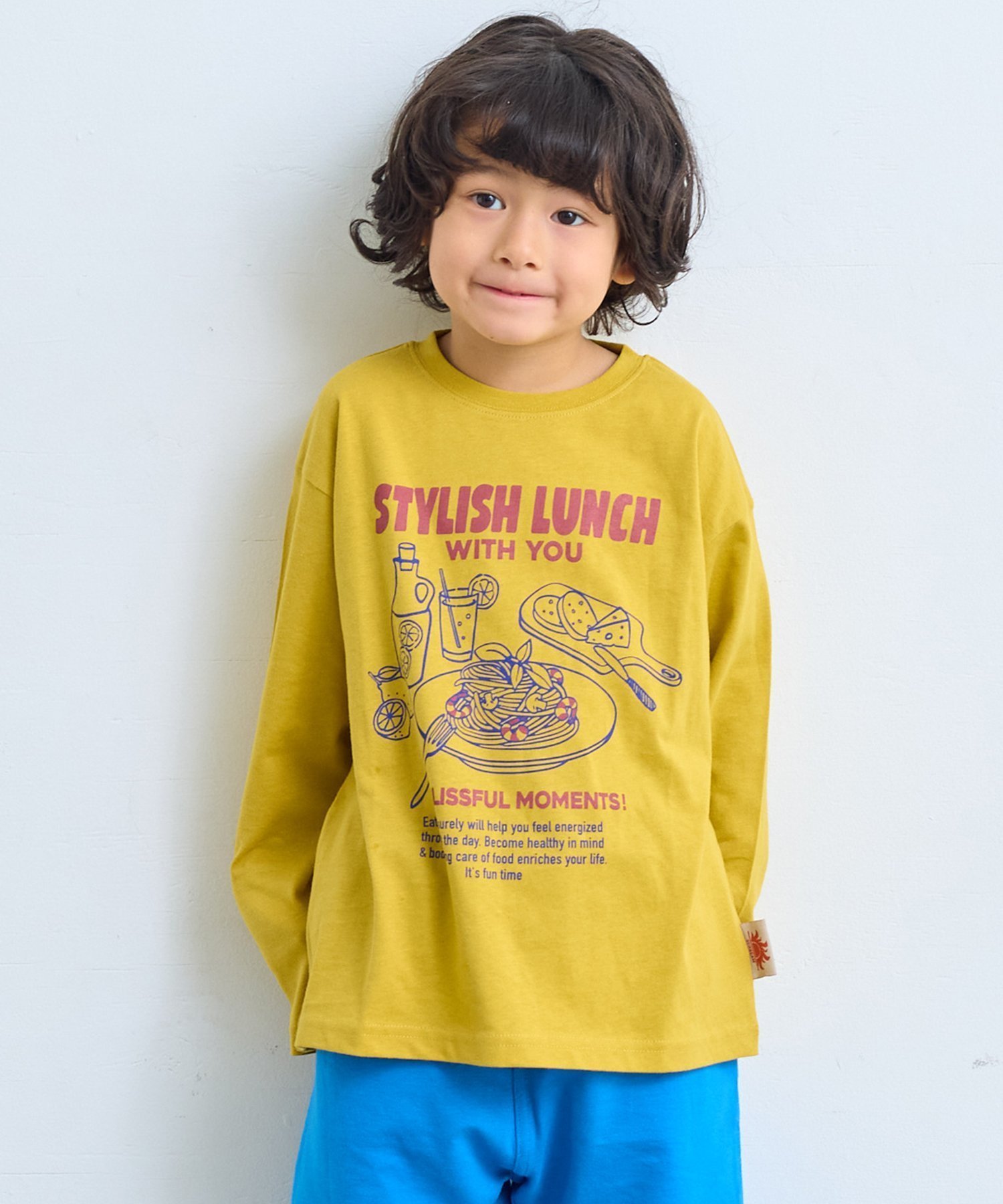 【その他のブランド/Other】の防汚加工プリントロンT インテリア・キッズ・メンズ・レディースファッション・服の通販 founy(ファウニー) 　ファッション　Fashion　キッズファッション　Fashion for Kids　インナー　Innerwear　カットソー　Cut and Sewn Top　コーティング　Coating, Coated Finish　ショーツ　Shorts, Short Pants　デニム　Denim, Jeans Material　長袖　Long Sleeve, Full Sleeve　フロント　Front, Front Design　プリント　Print, Printed Pattern　ベスト　Vest, Waistcoat　ベーシック　Basic, Essential　ボトム　Bottoms, Lower Wear　ロング　Long, Long-Length　おすすめ　Recommended / Our Picks　マスタード|ID: prp329100004983751 ipo3291000000037333978