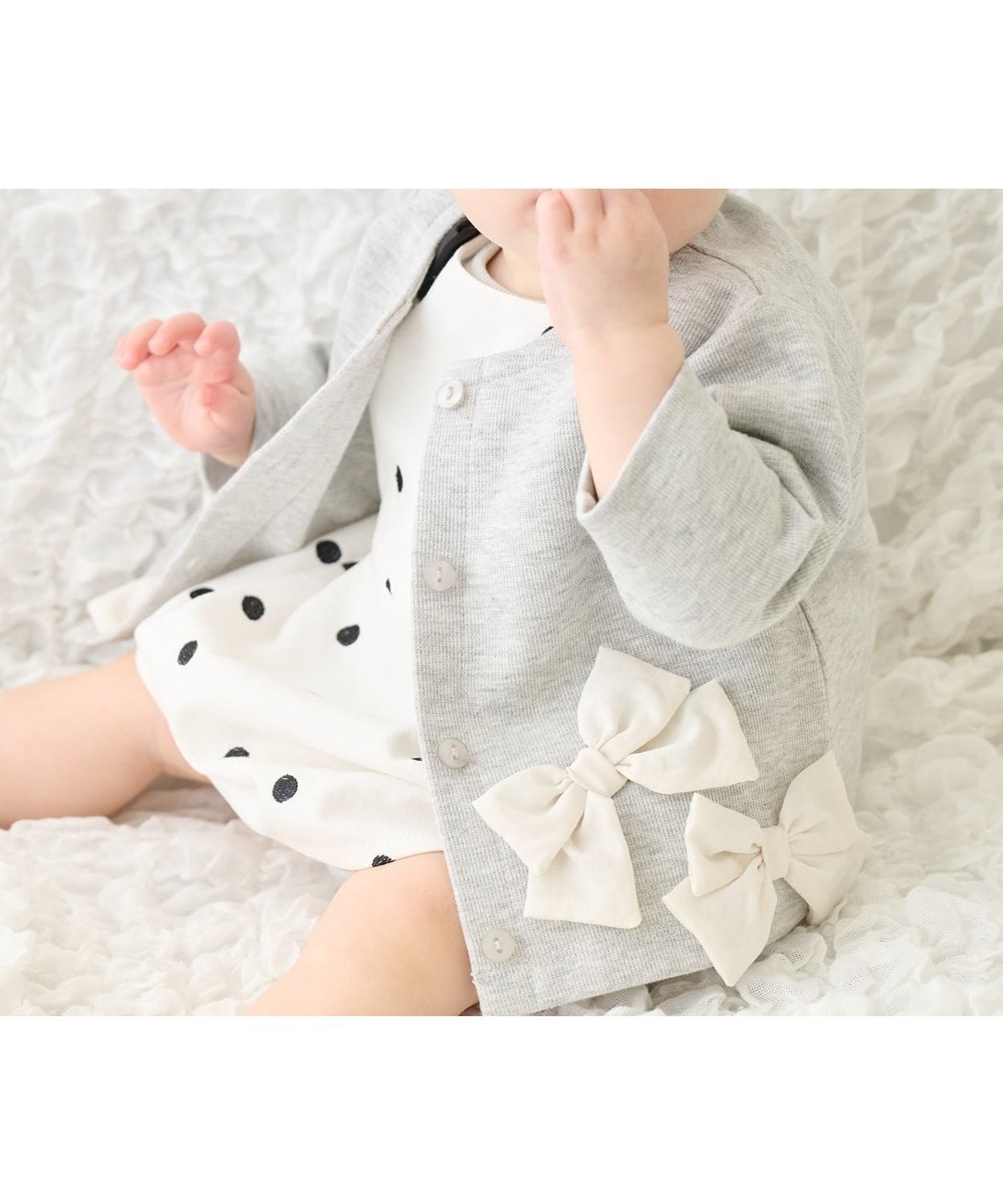 【ナルミヤ オンライン/NARUMIYA ONELINE / KIDS】の【リンク】リボンカーディガン インテリア・キッズ・メンズ・レディースファッション・服の通販 founy(ファウニー) 　ファッション　Fashion　キッズファッション　Fashion for Kids　カットソー　Cut and Sewn Top　カーディガン　Cardigan, Knitwear　ボトム　Bottoms, Lower Wear　ポケット　Pocket, Pocket Detail　リボン　Ribbon, Bow　トップ グレー|ID: prp329100004983754 ipo3291000000037333988