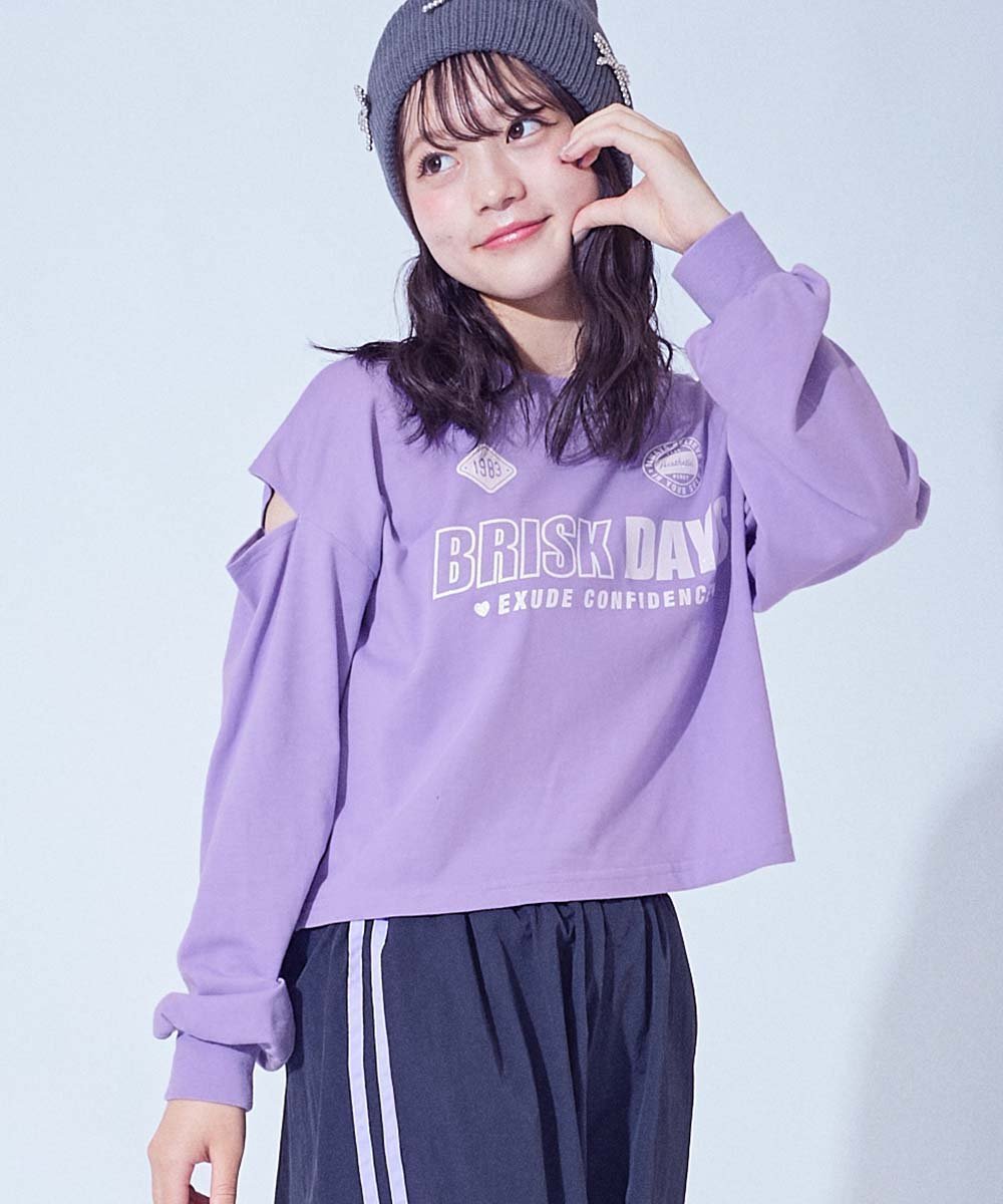 【デビロック/devirock / KIDS】の【chum】UVカット えらべるプリント クロップド丈 長袖Tシャツ ロンT 25AW インテリア・キッズ・メンズ・レディースファッション・服の通販 founy(ファウニー) 　ファッション　Fashion　キッズファッション　Fashion for Kids　クロップド　Cropped, Short Length　長袖　Long Sleeve, Full Sleeve　プリント　Print, Printed Pattern　2025年　2025　2025-2026秋冬・A/W　Autumn/Winter 2025–26 AW25–26　002-肩開き-Dライラック|ID: prp329100004983765 ipo3291000000037334052