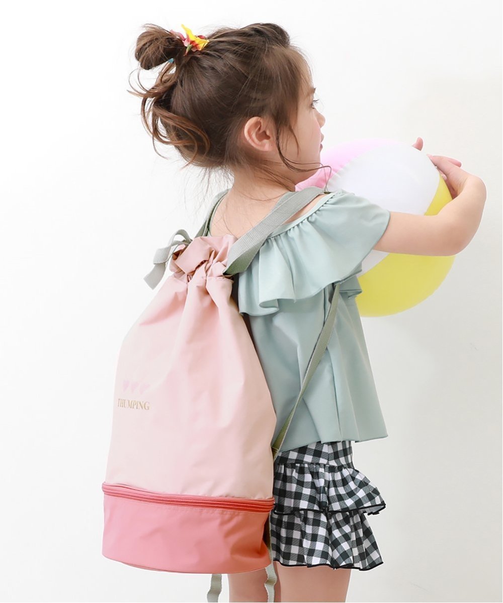 【デビロック/devirock / KIDS】のガールズプールバッグ ナップサック 水着 プールグッズ ビーチバッグ インテリア・キッズ・メンズ・レディースファッション・服の通販 founy(ファウニー) 　ファッション　Fashion　キッズファッション　Fashion for Kids　タオル　Towel, Bath Towel　ビーチ　Beach, Seaside　フリル　Frill, Ruffle　プリント　Print, Printed Pattern　夏　Summer　水着　Swimsuit, Swimwear　ピーチ|ID: prp329100004983776 ipo3291000000037334148