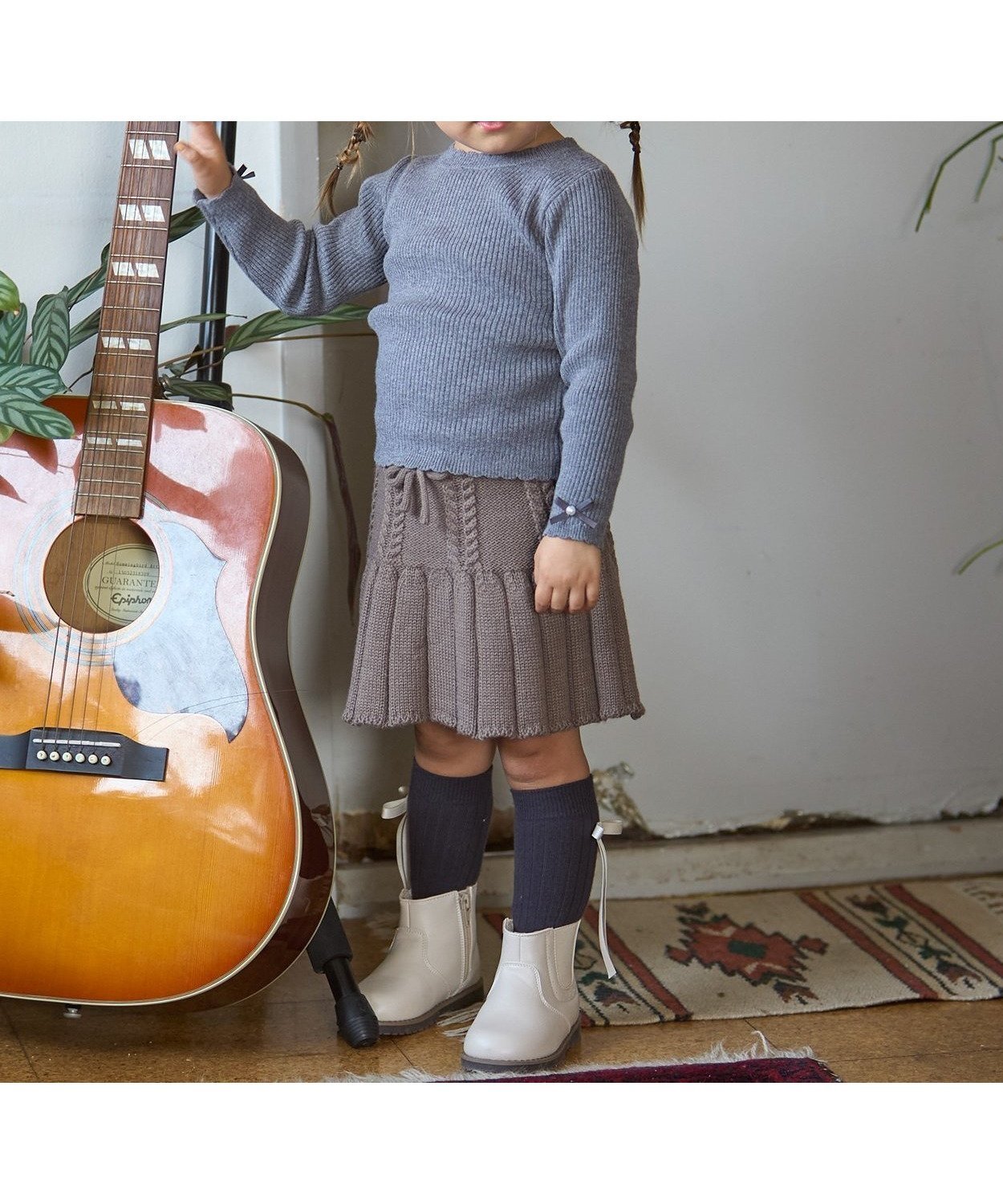 【ナルミヤ オンライン/NARUMIYA ONELINE / KIDS】のニットプリーツスカート インテリア・キッズ・メンズ・レディースファッション・服の通販 founy(ファウニー) 　ファッション　Fashion　キッズファッション　Fashion for Kids　おすすめ　Recommended / Our Picks　プリーツ　Pleats, Pleated　ポケット　Pocket, Pocket Detail　リボン　Ribbon, Bow　洗える　Machine Washable　モカ茶|ID: prp329100004983787 ipo3291000000037334200