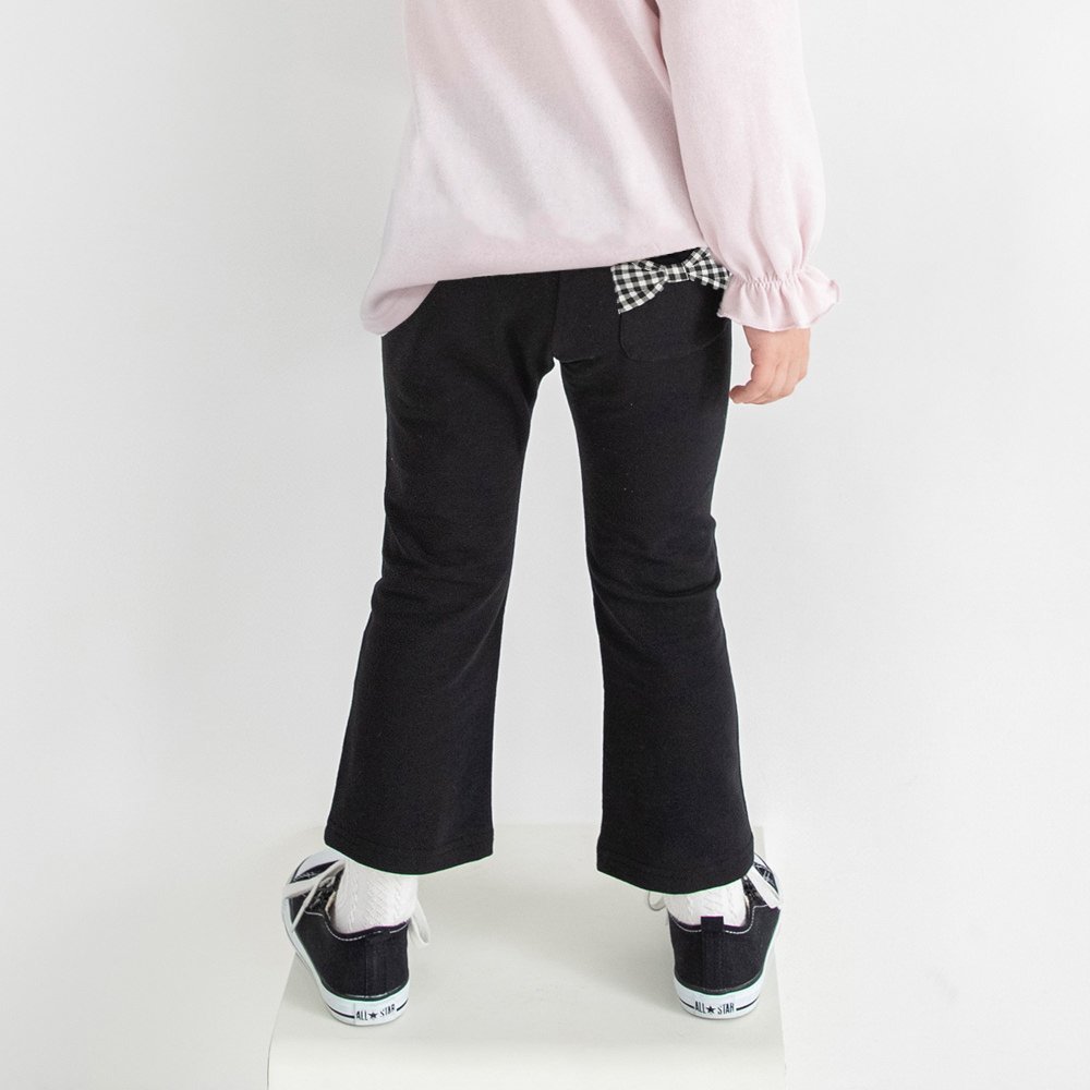 【ブランシェス/branshes / KIDS】の【ブランシェスmini】リボンポケットロングパンツ インテリア・キッズ・メンズ・レディースファッション・服の通販 founy(ファウニー) 　ファッション　Fashion　キッズファッション　Fashion for Kids　ボトムス　Bottoms　春　Spring　ギンガム　Gingham, Gingham Fabric　ストレッチ　Stretch, Stretchy Fabric　チェリー　Cherry, Cherry Pattern　人気　Popular, Best Seller　ポケット　Pocket, Pocket Detail　無地　Plain, Solid Color　リボン　Ribbon, Bow　おすすめ　Recommended / Our Picks　エレガント 上品　Elegant　ブラック|ID: prp329100004983792 ipo3291000000037334249