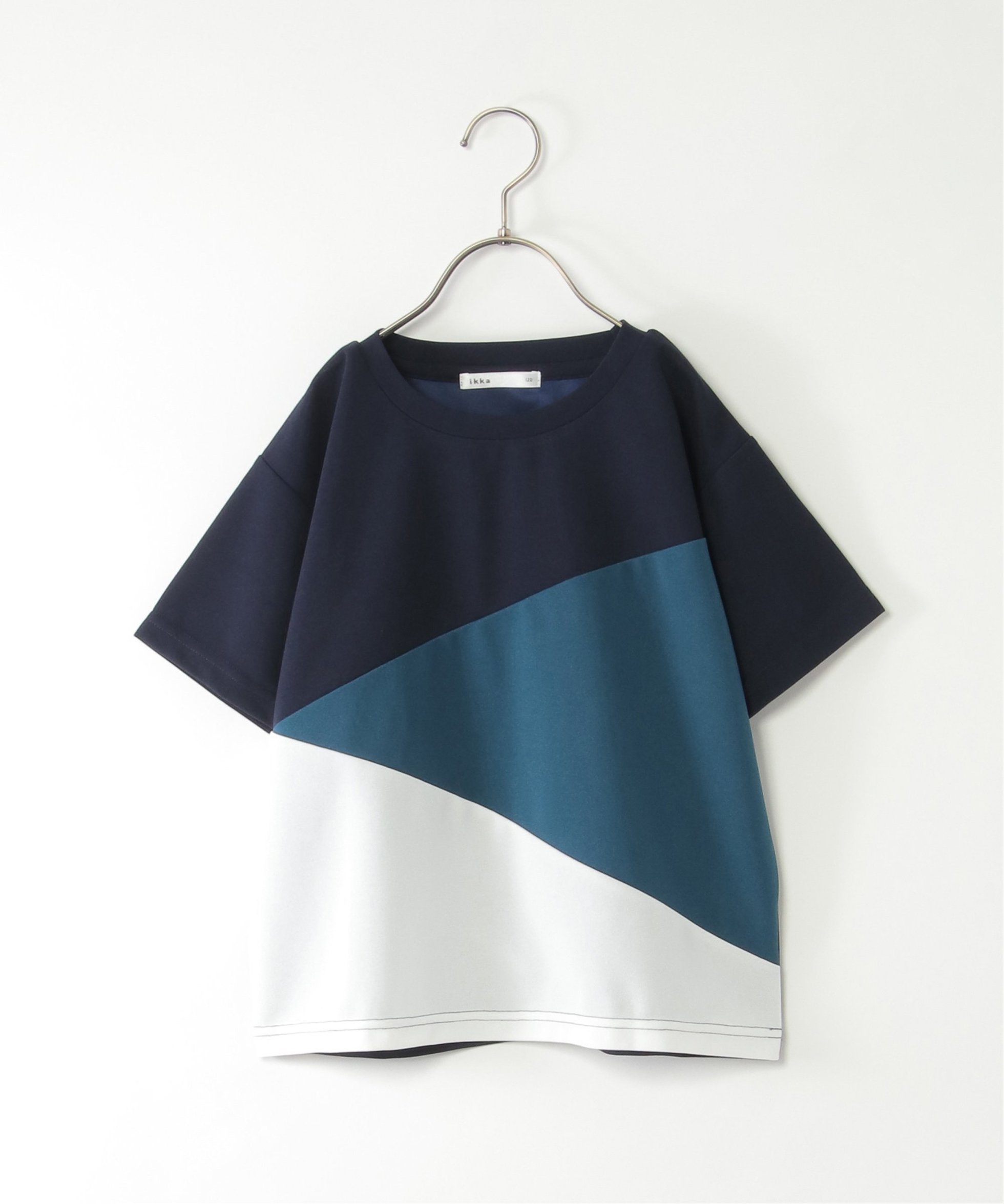 【イッカ/ikka / KIDS】の【接触冷感/吸水速乾】速乾COOL斜め切り替えTシャツ(120~160cm)【親子コーデ】 インテリア・キッズ・メンズ・レディースファッション・服の通販 founy(ファウニー) 　ファッション　Fashion　キッズファッション　Fashion for Kids　おすすめ　Recommended / Our Picks　ブロック　Block, Solid Block Pattern　メンズ　Men's, Menswear　吸水　Absorbent, Quick-Dry　ネイビー|ID: prp329100004983798 ipo3291000000037334275