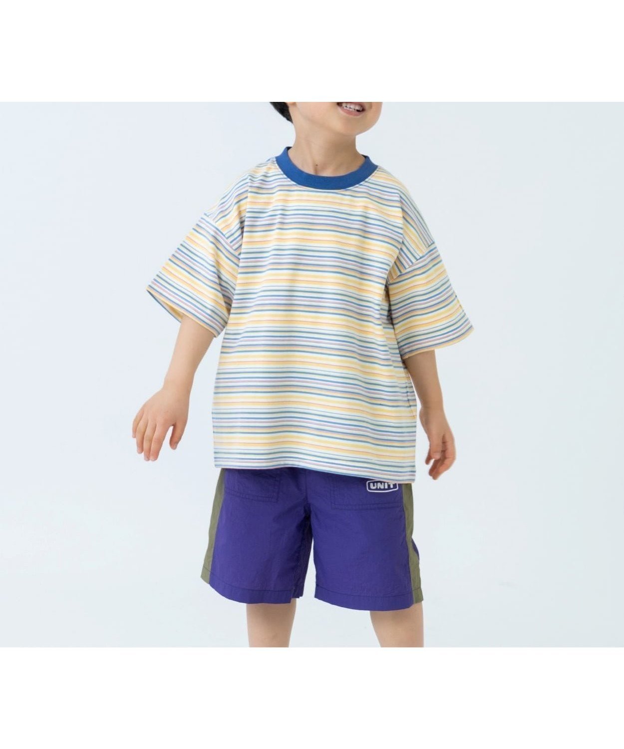 【ナルミヤ オンライン/NARUMIYA ONELINE / KIDS】の【365D】アソートボーダーワイド半袖T インテリア・キッズ・メンズ・レディースファッション・服の通販 founy(ファウニー) 　ファッション　Fashion　キッズファッション　Fashion for Kids　カラフル　Colorful Design　ショート　Short, Short Length　デニム　Denim, Jeans Material　ボトム　Bottoms, Lower Wear　ボーダー　Border, Stripe　ポケット　Pocket, Pocket Detail　半袖　Short Sleeve, Half Sleeve　レギンス　Leggings, Stretch Pants　ワンポイント　One Point, Statement Accent　夏　Summer　黄|ID: prp329100004983799 ipo3291000000037334279