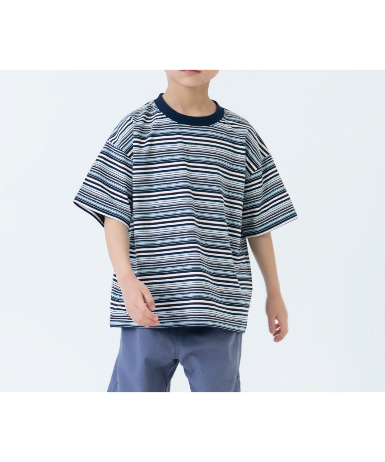 【ナルミヤ オンライン/NARUMIYA ONELINE / KIDS】の【365D】アソートボーダーワイド半袖T インテリア・キッズ・メンズ・レディースファッション・服の通販 founy(ファウニー) 　ファッション　Fashion　キッズファッション　Fashion for Kids　カラフル　Colorful Design　ショート　Short, Short Length　デニム　Denim, Jeans Material　ボトム　Bottoms, Lower Wear　ボーダー　Border, Stripe　ポケット　Pocket, Pocket Detail　半袖　Short Sleeve, Half Sleeve　レギンス　Leggings, Stretch Pants　ワンポイント　One Point, Statement Accent　夏　Summer　紺|ID: prp329100004983799 ipo3291000000037334281