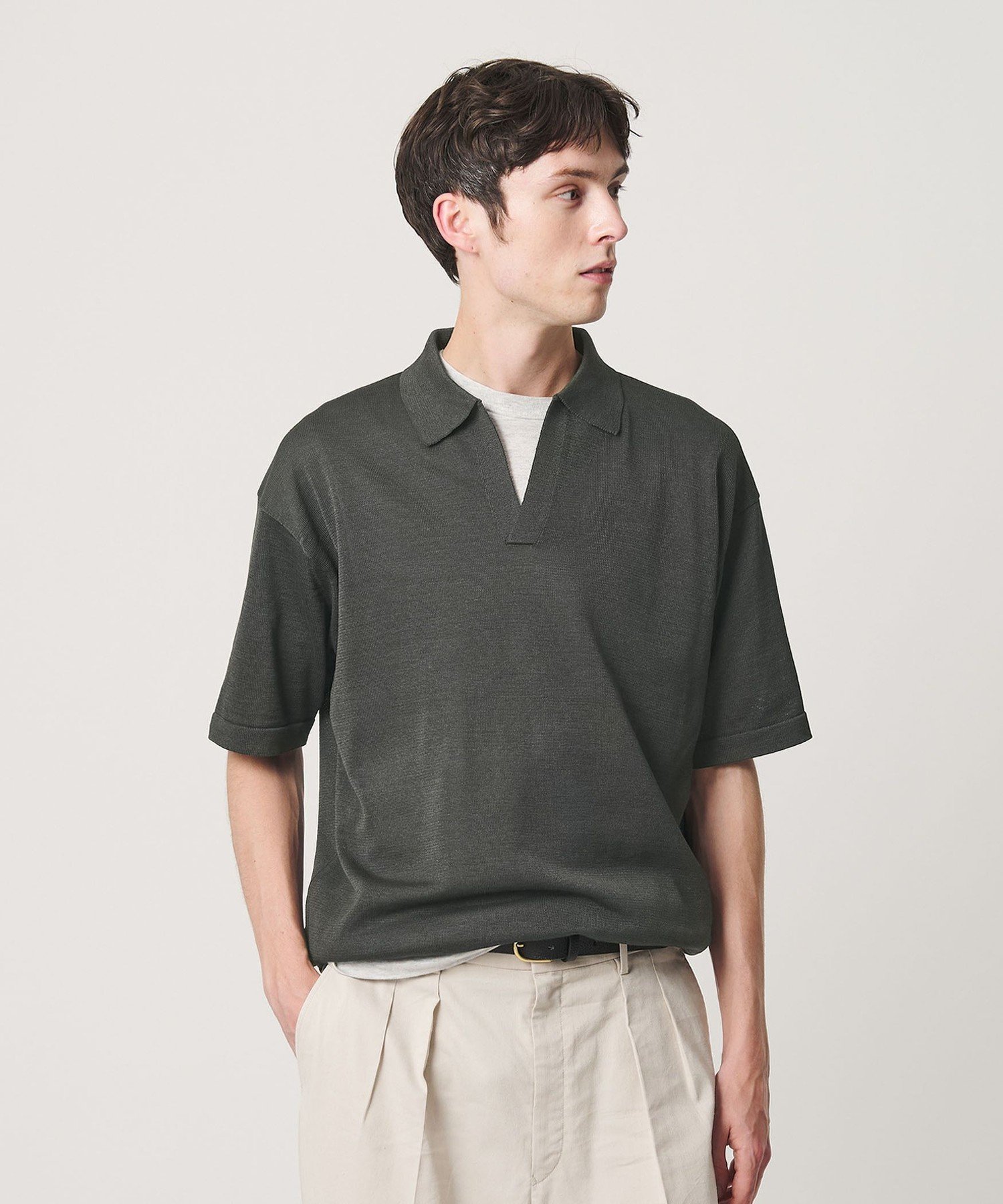 【ビューティ&ユース ユナイテッドアローズ/BEAUTY&YOUTH / UNITED ARROWS / MEN】のシャイン ギマ スキッパー ポロニット ウォッシャブル インテリア・キッズ・メンズ・レディースファッション・服の通販 founy(ファウニー) 　ファッション　Fashion　メンズファッション　Fashion for Men　ウォッシャブル　Machine Washable　エアリー　Airy Texture　春　Spring　カットソー　Cut and Sewn Top　ショーツ　Shorts, Short Pants　スキッパー　Skipper, Open Collar　スラックス　Slacks, Dress Pants　デニム　Denim, Jeans Material　バルーン　Balloon, Balloon Silhouette　フラット　Flat, Flat Shoes　ボトム　Bottoms, Lower Wear　ポロシャツ　Polo Shirt, Collared Tee　半袖　Short Sleeve, Half Sleeve　リラックス　Relax, Relaxed Fit　S/S・春夏　SS, Spring/Summer, Warm Season　おすすめ　Recommended / Our Picks　夏　Summer　エレガント 上品　Elegant　OLIVE|ID: prp329100004983871 ipo3291000000037334732