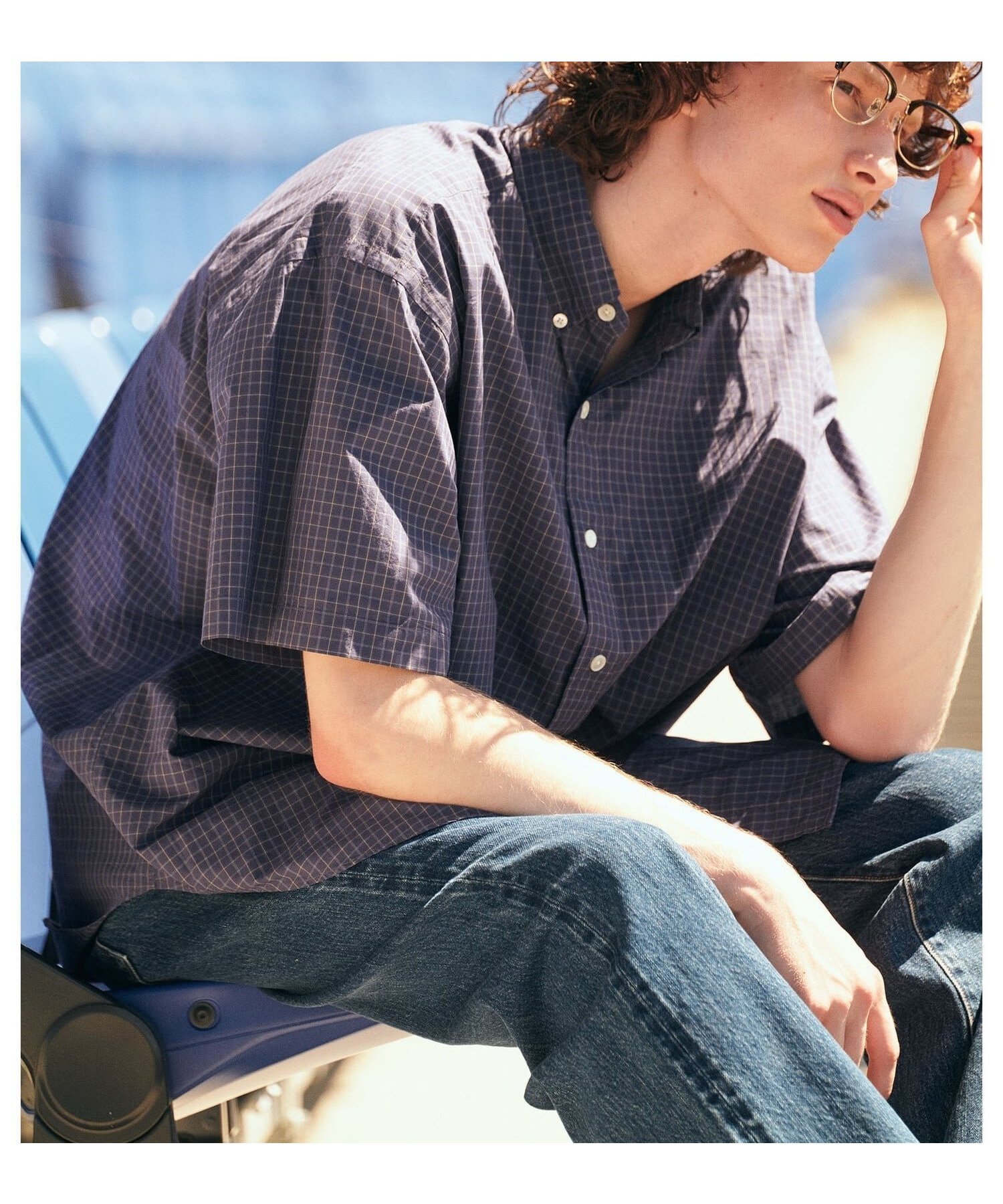 【ビショップ/Bshop / MEN】のコットンワッシャー ボタンダウン半袖シャツ CHECK MEN インテリア・キッズ・メンズ・レディースファッション・服の通販 founy(ファウニー) 　ファッション　Fashion　メンズファッション　Fashion for Men　ショーツ　Shorts, Short Pants　ストライプ　Stripe, Striped Pattern　スポーツ　Sports, Activewear　ダウン　Down, Puffer　チェック　Check, Plaid, Tartan　ワッシャー　Washer, Crinkled Finish　半袖　Short Sleeve, Half Sleeve　無地　Plain, Solid Color　NAVY系1|ID: prp329100004983944 ipo3291000000037335106