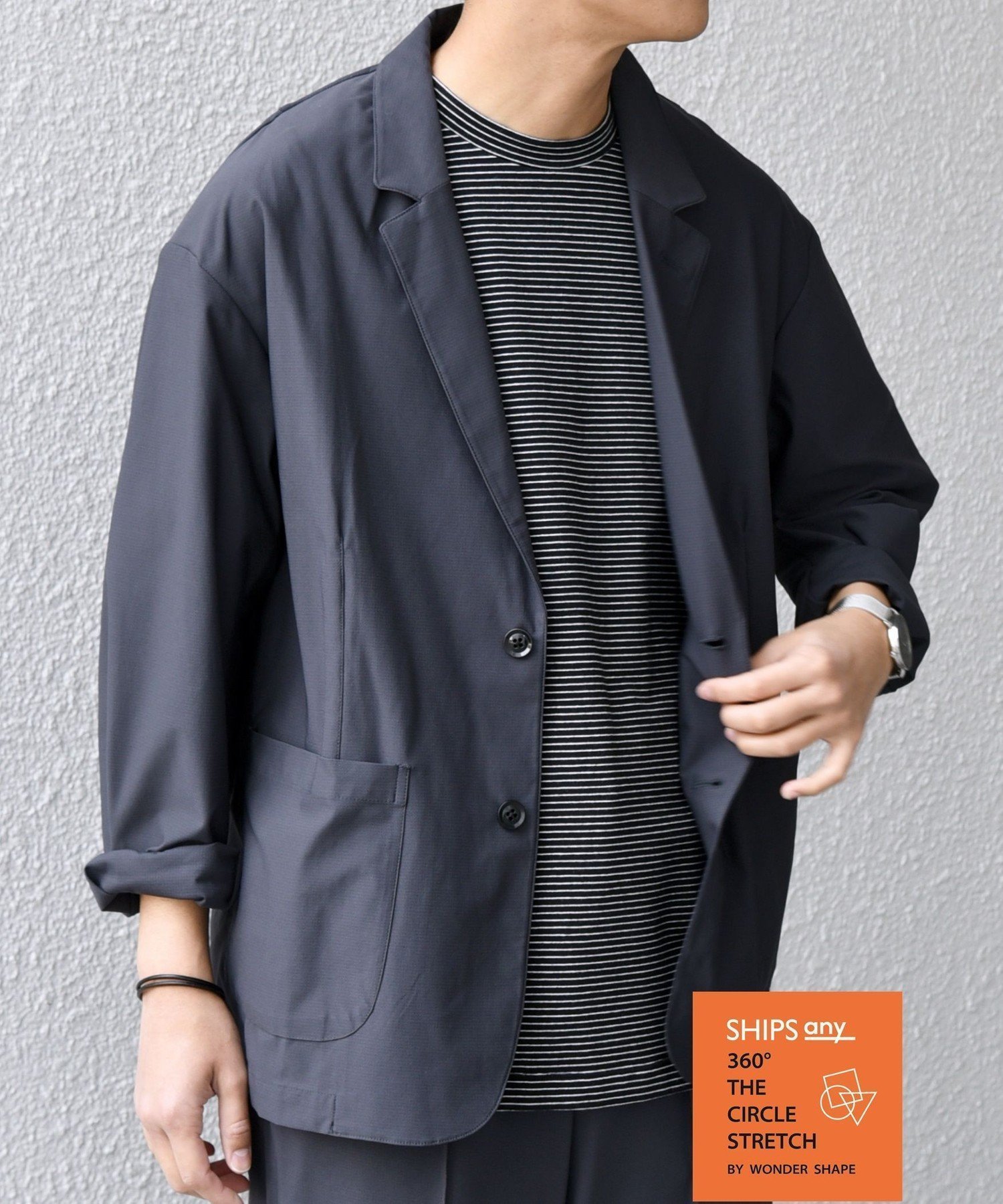 【シップス/SHIPS / MEN】のSHIPS any 360° THE CIRCLE STRETCH リラックス ジャケット(セットアップ対応) インテリア・キッズ・メンズ・レディースファッション・服の通販 founy(ファウニー) 　ファッション　Fashion　メンズファッション　Fashion for Men　セットアップ　Matching Sets　吸水　Absorbent, Quick-Dry　軽量　Lightweight, Ultra Light　シンプル　Simple, Minimal　ジャケット　Jacket, Outerwear　ストレッチ　Stretch, Stretchy Fabric　セットアップ　Set-Up, Coordinated Outfit　パイピング　Piping, Trim Design　ポケット　Pocket, Pocket Detail　ポロシャツ　Polo Shirt, Collared Tee　メッシュ　Mesh, Net Fabric　リラックス　Relax, Relaxed Fit　おすすめ　Recommended / Our Picks　夏　Summer　ビジネス 仕事 通勤　Business / Work / Commuting　チャコールグレー|ID: prp329100004983997 ipo3291000000037335295