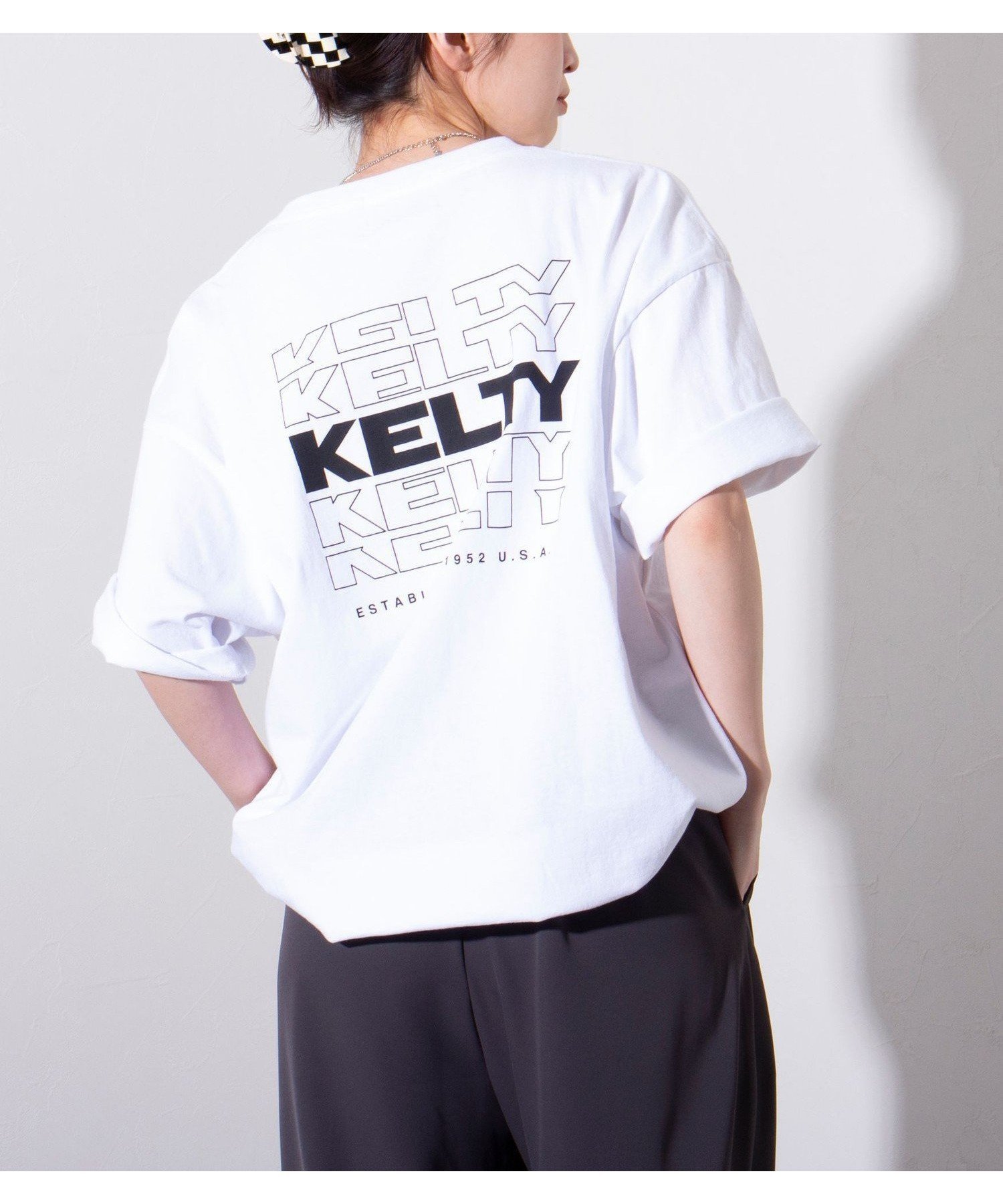 【フレディアンドグロスター/FREDY&GLOSTER / MEN】の【KELTY×GLOSTER】別注 バックタイポロゴT インテリア・キッズ・メンズ・レディースファッション・服の通販 founy(ファウニー) 　ファッション　Fashion　メンズファッション　Fashion for Men　アウトドア　Outdoor Clothing　インナー　Innerwear　クラシカル　Classical, Vintage-Inspired　シンプル　Simple, Minimal　スニーカー　Sneakers, Trainers　スポーツ　Sports, Activewear　スラックス　Slacks, Dress Pants　デニム　Denim, Jeans Material　定番　Standard, Basic Item　バランス　Balance, Style Balance　フレンチ　French, French Style　フロント　Front, Front Design　プリント　Print, Printed Pattern　別注　Limited Edition, Custom Order　ワンポイント　One Point, Statement Accent　おすすめ　Recommended / Our Picks　2026年　2026　2026春夏・S/S　Spring/Summer 2026 SS26　オフホワイト|ID: prp329100004984013 ipo3291000000037335374
