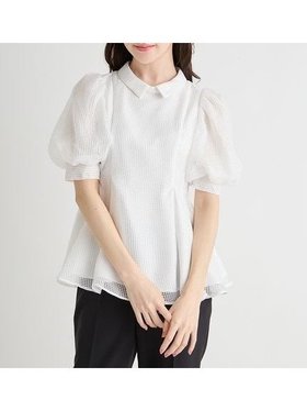 【セルフォード/CELFORD】の【洗える】襟付きメッシュブラウス 大人の最旬トレンドファッション＆コーディネート founy(ファウニー) ファッション Fashion レディースファッション Fashion for Women トップス・カットソー Cut & Sew Tops シャツ・ブラウス・オフィスカジュアル Elegant Blouses & Button-Ups おすすめ Recommended / Our Picks ウェーブ Wavy Pattern シェイプ Shape, Slim Fit ストレート Straight, Straight Cut スマート Smart, Elegant チュール Tulip, Tulip Motif バルーン Balloon, Balloon Silhouette ペプラム Peplum, Flared Hem メッシュ Mesh, Net Fabric エレガント 上品 Elegant 洗える Machine Washable |ID:prp329100004984121