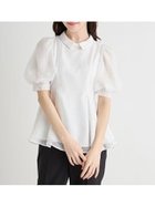 【セルフォード/CELFORD】の【洗える】襟付きメッシュブラウス 大人の最旬トレンドファッション＆コーディネート founy(ファウニー) ファッション Fashion レディースファッション Fashion for Women トップス・カットソー Cut & Sew Tops シャツ・ブラウス・オフィスカジュアル Elegant Blouses & Button-Ups おすすめ Recommended / Our Picks ウェーブ Wavy Pattern シェイプ Shape, Slim Fit ストレート Straight, Straight Cut スマート Smart, Elegant チュール Tulip, Tulip Motif バルーン Balloon, Balloon Silhouette ペプラム Peplum, Flared Hem メッシュ Mesh, Net Fabric エレガント 上品 Elegant 洗える Machine Washable thumbnail WHT[001]|ID: prp329100004984121 ipo3291000000037377263