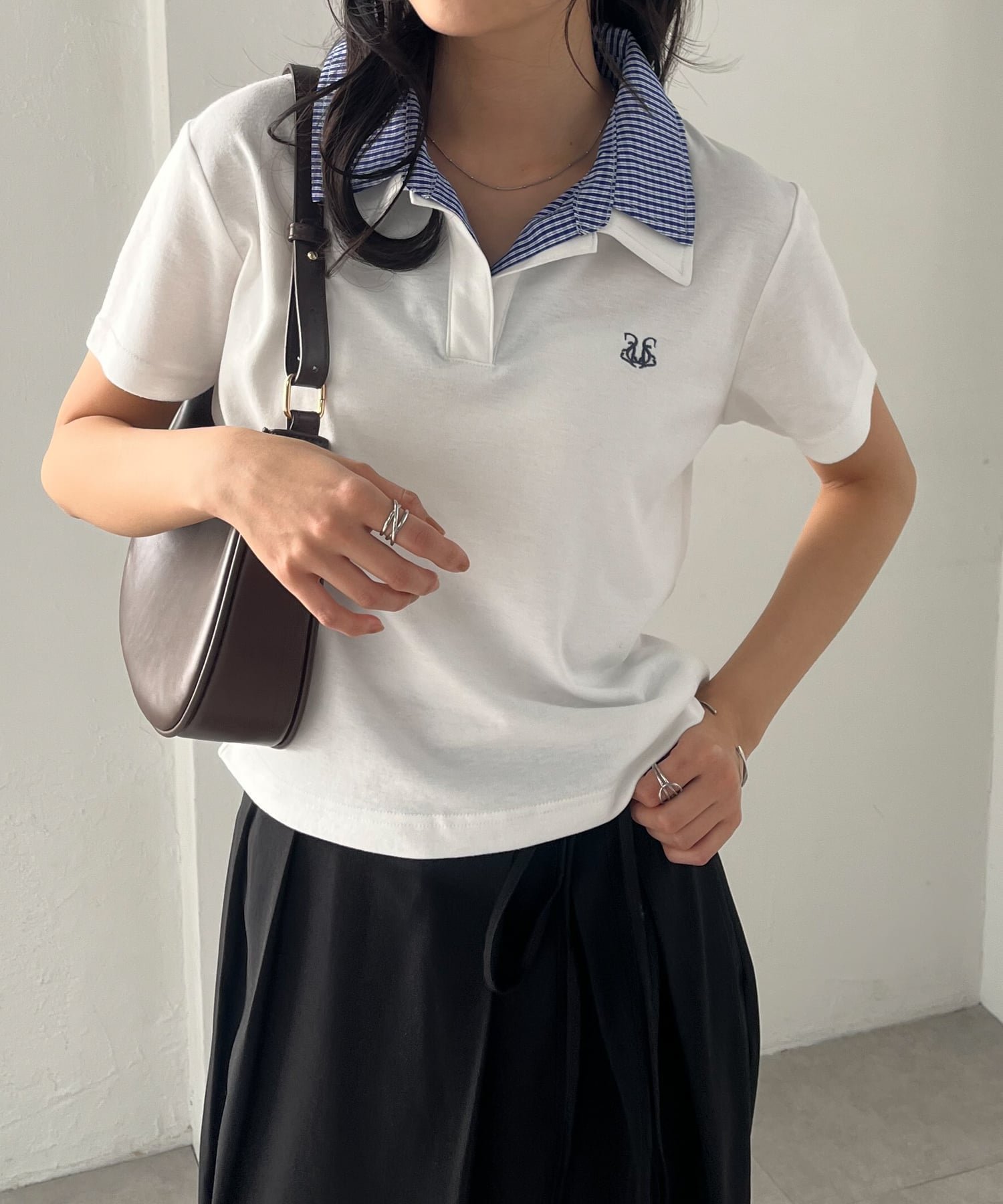【ラナン/Ranan】のRANAN/レイヤード襟付きカットソー インテリア・キッズ・メンズ・レディースファッション・服の通販 founy(ファウニー) 　ファッション　Fashion　レディースファッション　Fashion for Women　トップス・カットソー　Cut & Sew Tops　カットソー・ベーシックTシャツ　Cut-and-Sewn Tops / Stretch Tees & Basics　春　Spring　カットソー　Cut and Sewn Top　コンパクト　Compact, Small Size　シンプル　Simple, Minimal　スラックス　Slacks, Dress Pants　タイトスカート　Pencil Skirt, Tight Skirt　デニム　Denim, Jeans Material　トレンド　Trend, Trending Now　バランス　Balance, Style Balance　ポケット　Pocket, Pocket Detail　ワンポイント　One Point, Statement Accent　S/S・春夏　SS, Spring/Summer, Warm Season　夏　Summer　エレガント 上品　Elegant　ビジネス 仕事 通勤　Business / Work / Commuting　WHK|ID: prp329100004984137 ipo3291000000037337231