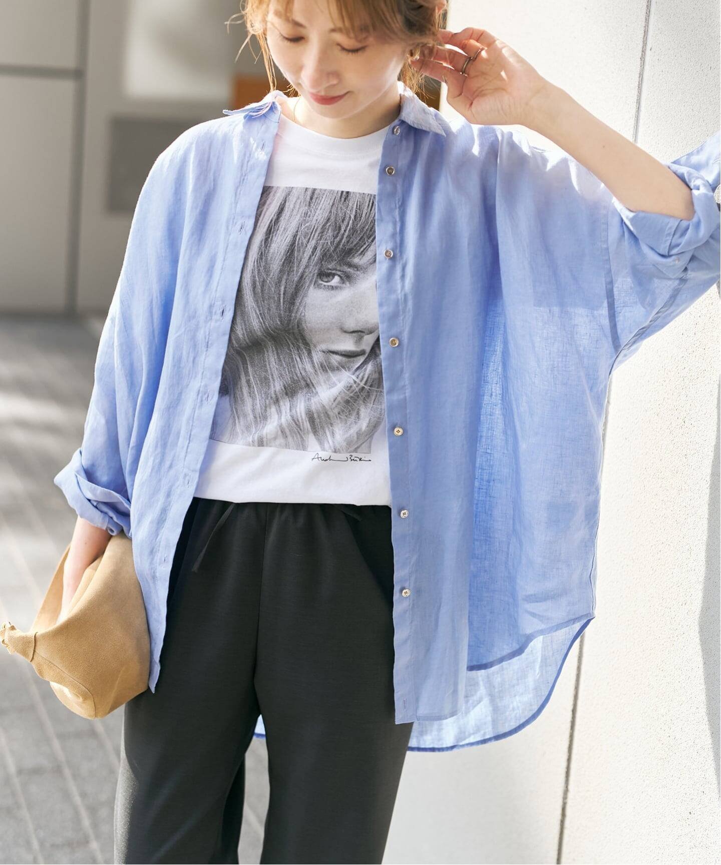 【スピック&スパン/Spick & Span】の《新色有り / 追加》 80リネンカシュクール ビッグシャツ インテリア・キッズ・メンズ・レディースファッション・服の通販 founy(ファウニー) 　ファッション　Fashion　レディースファッション　Fashion for Women　トップス・カットソー　Cut & Sew Tops　シャツ・ブラウス・オフィスカジュアル　Elegant Blouses & Button-Ups　イエロー　Yellow　インナー　Innerwear　オレンジ　Orange　カシュクール　Wrap Design　タンク　Tank Top, Sleeveless Top　定番　Standard, Basic Item　人気　Popular, Best Seller　ビッグ　Big, Oversized　リネン　Linen, Linen Fabric　再入荷　Restock / Back in Stock　おすすめ　Recommended / Our Picks　夏　Summer　エレガント 上品　Elegant　サックスブルー|ID: prp329100004984141 ipo3291000000037337246