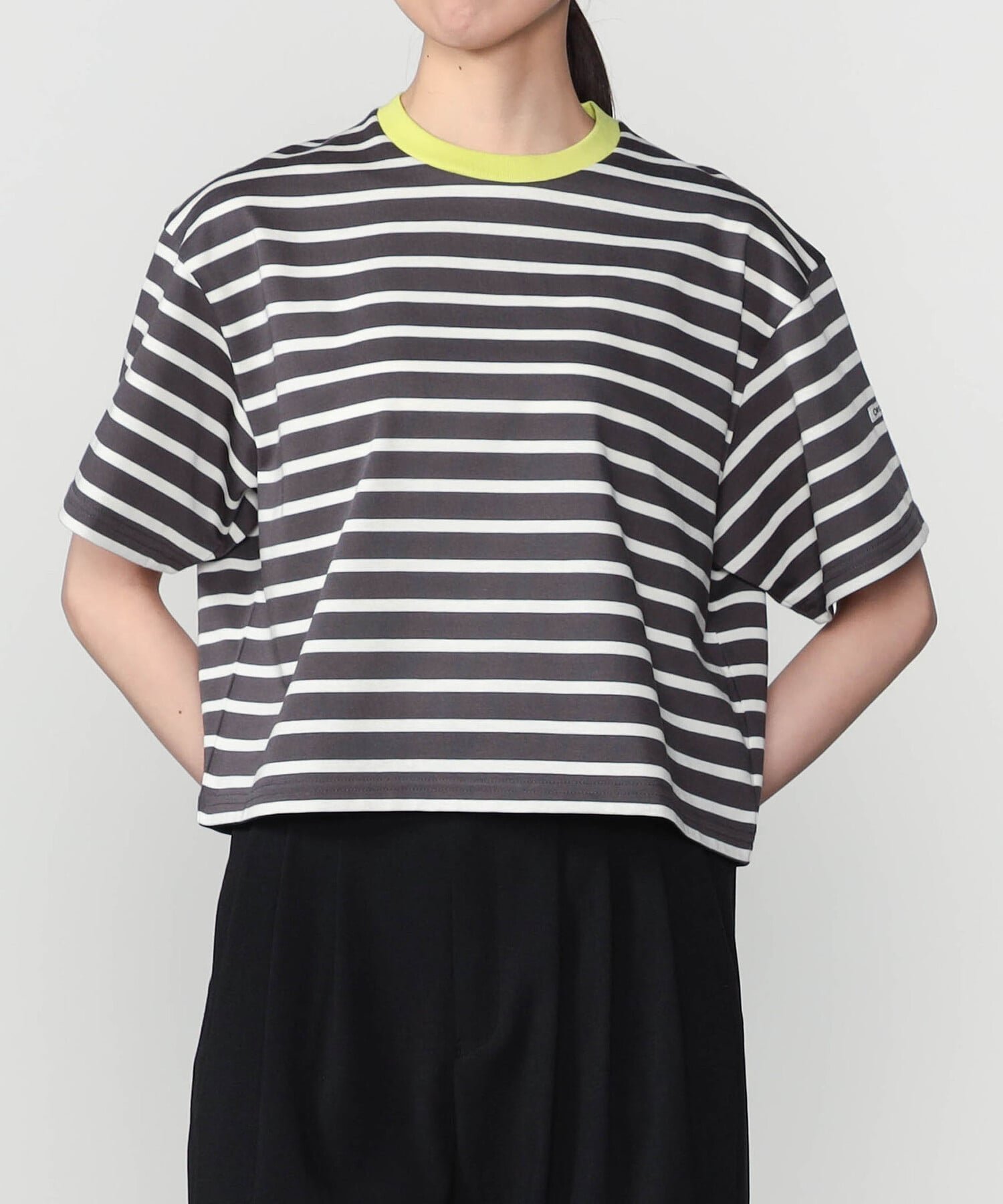 【ビショップ/Bshop】のマーセライズ クルーネック 半袖プルオーバー WOMEN インテリア・キッズ・メンズ・レディースファッション・服の通販 founy(ファウニー) 　ファッション　Fashion　レディースファッション　Fashion for Women　トップス・カットソー　Cut & Sew Tops　カジュアルプルオーバー・ニットトップス　Pullovers & Knit Tops / Casual Pullovers　カットソー　Cut and Sewn Top　ショルダー　Shoulder, Shoulder Strap　ショート　Short, Short Length　ドロップ　Drop Shoulder, Dropped Style　フランス　France, French　ボーダー　Border, Stripe　ワイド　Wide, Wide Fit　半袖　Short Sleeve, Half Sleeve　BLACK系2|ID: prp329100004984154 ipo3291000000037337339