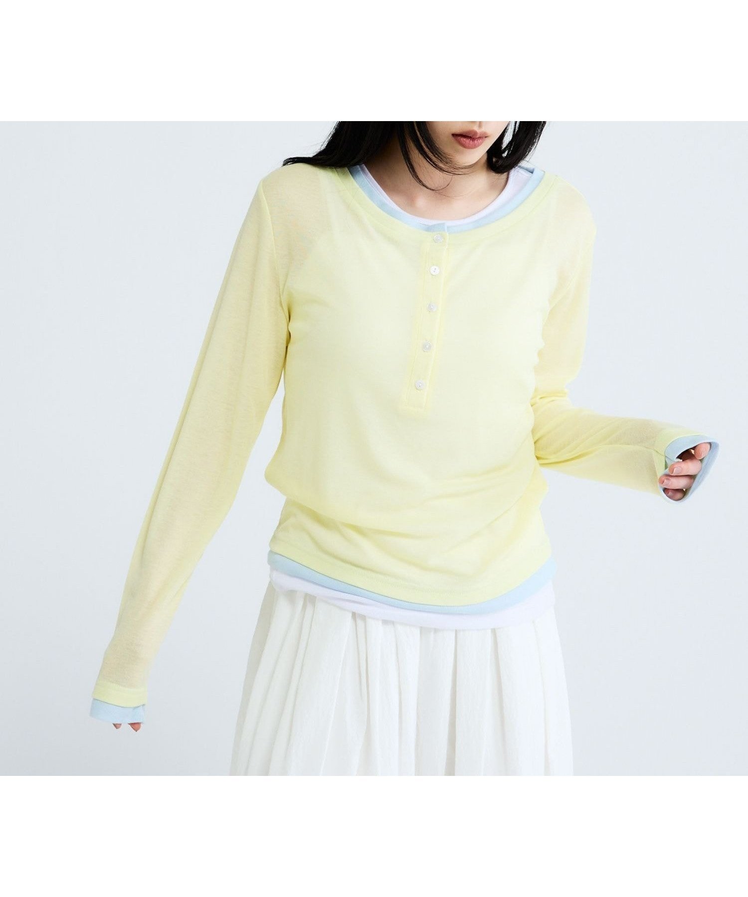 【ジーナシス/JEANASiS】の3カラーシアーレイヤードヘンリー2ピース インテリア・キッズ・メンズ・レディースファッション・服の通販 founy(ファウニー) 　ファッション　Fashion　レディースファッション　Fashion for Women　おすすめ　Recommended / Our Picks　インナー　Innerwear　タンク　Tank Top, Sleeveless Top　トレンド　Trend, Trending Now　ボトム　Bottoms, Lower Wear　ワイド　Wide, Wide Fit　夏　Summer　春　Spring　イエロー系その他|ID: prp329100004984248 ipo3291000000037337915