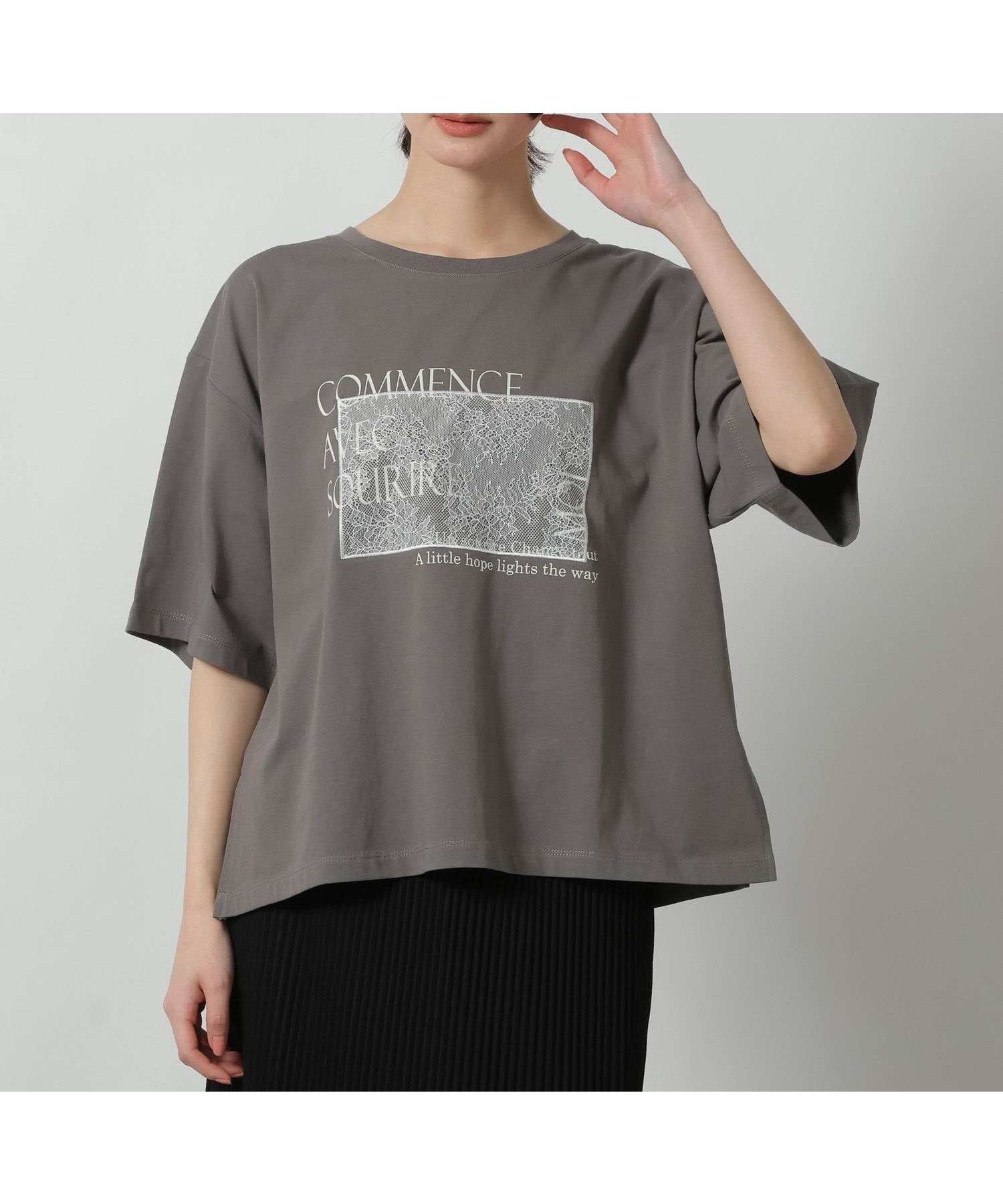 【ラコレ/LAKOLE】のアソートドッキングプリントT インテリア・キッズ・メンズ・レディースファッション・服の通販 founy(ファウニー) 　ファッション　Fashion　レディースファッション　Fashion for Women　おすすめ　Recommended / Our Picks　インナー　Innerwear　カットソー　Cut and Sewn Top　カーディガン　Cardigan, Knitwear　シアー　Sheer, See-Through　デニム　Denim, Jeans Material　ドッキング　Docking, Mixed Material　レース　Lace, Lace Fabric　羽織　Haori, Light Jacket　チャコール|ID: prp329100004984258 ipo3291000000037337970