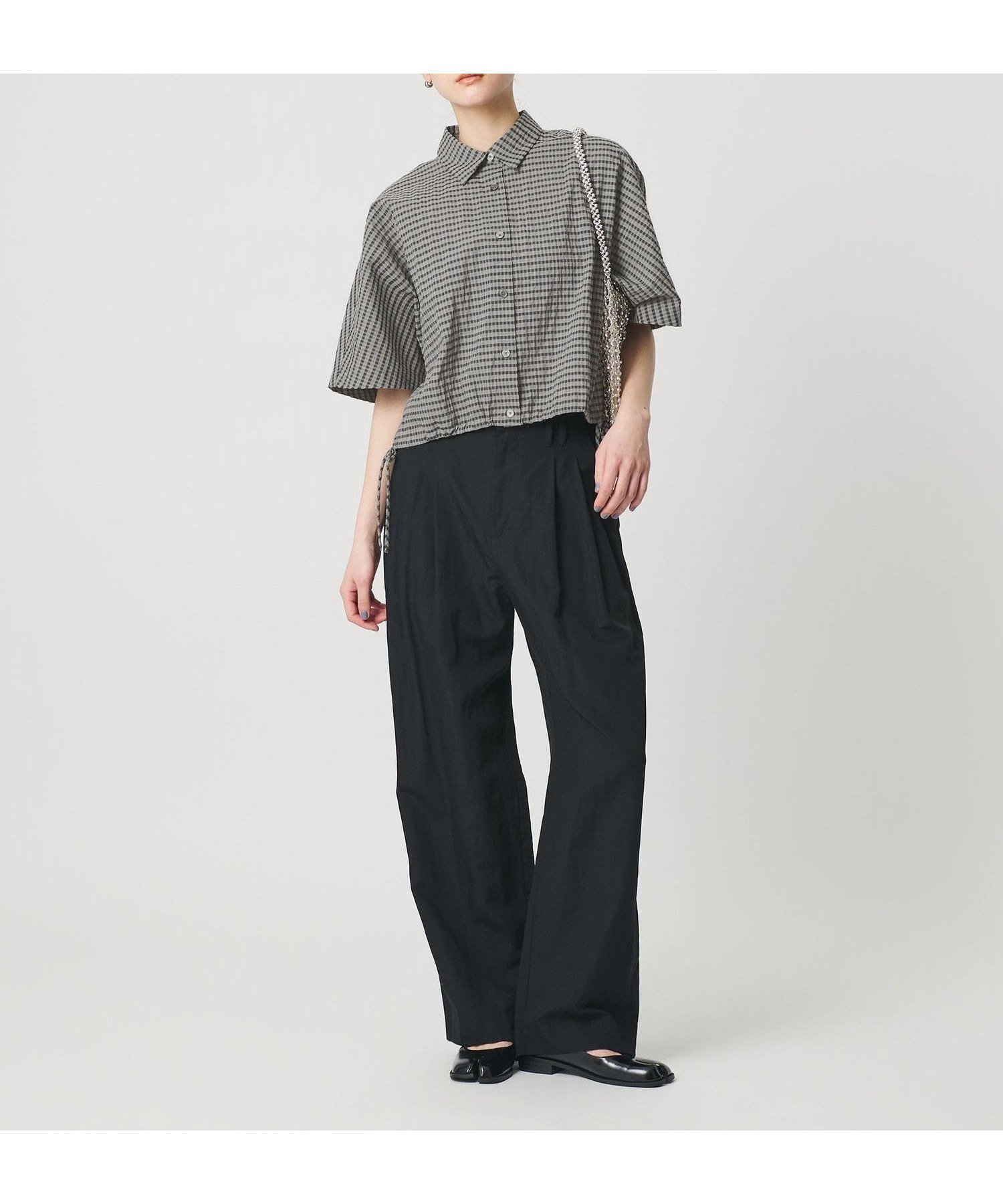 【ビューティ&ユース ユナイテッドアローズ/BEAUTY&YOUTH / UNITED ARROWS】のチェック ドローストリング シャツ ウォッシャブル インテリア・キッズ・メンズ・レディースファッション・服の通販 founy(ファウニー) 　ファッション　Fashion　レディースファッション　Fashion for Women　トップス・カットソー　Cut & Sew Tops　シャツ・ブラウス・オフィスカジュアル　Elegant Blouses & Button-Ups　ウォッシャブル　Machine Washable　クラシック　Classic, Timeless Style　ショート　Short, Short Length　チェック　Check, Plaid, Tartan　ドローストリング　Drawstring, Pull Cord　フェミニン　Feminine, Girly　フロント　Front, Front Design　ボトム　Bottoms, Lower Wear　羽織　Haori, Light Jacket　ラップ　Wrap, Wrap Design　おすすめ　Recommended / Our Picks　LT.GRAY|ID: prp329100004984261 ipo3291000000037337984