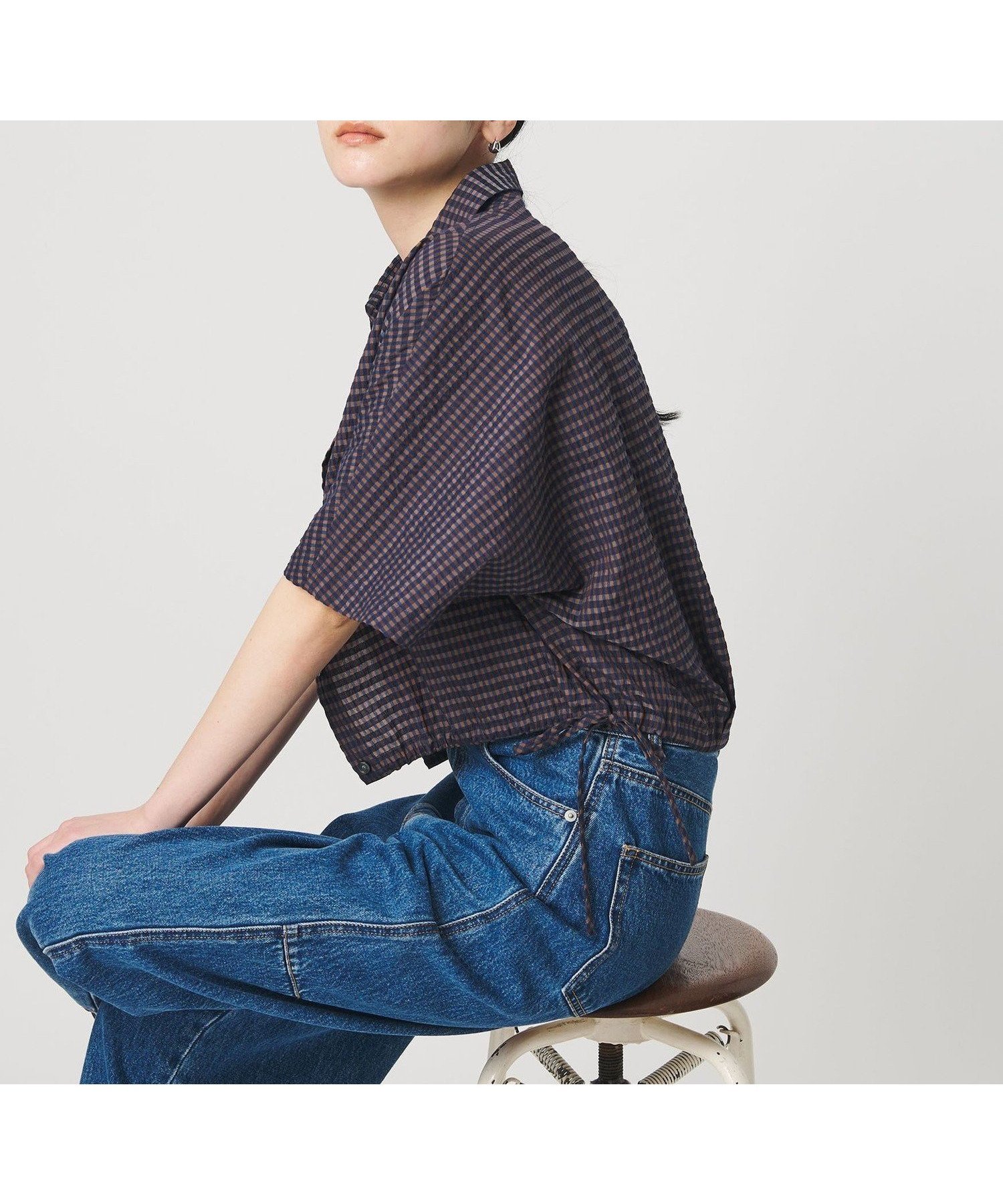 【ビューティ&ユース ユナイテッドアローズ/BEAUTY&YOUTH / UNITED ARROWS】のチェック ドローストリング シャツ ウォッシャブル インテリア・キッズ・メンズ・レディースファッション・服の通販 founy(ファウニー) 　ファッション　Fashion　レディースファッション　Fashion for Women　トップス・カットソー　Cut & Sew Tops　シャツ・ブラウス・オフィスカジュアル　Elegant Blouses & Button-Ups　ウォッシャブル　Machine Washable　クラシック　Classic, Timeless Style　ショート　Short, Short Length　チェック　Check, Plaid, Tartan　ドローストリング　Drawstring, Pull Cord　フェミニン　Feminine, Girly　フロント　Front, Front Design　ボトム　Bottoms, Lower Wear　羽織　Haori, Light Jacket　ラップ　Wrap, Wrap Design　おすすめ　Recommended / Our Picks　NAVY|ID: prp329100004984261 ipo3291000000037337985