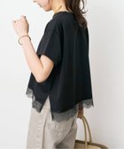 【スピック&スパン/Spick & Span】の《追加 》ヘムレース付きTシャツ 大人の最旬トレンドファッション＆コーディネート founy(ファウニー) ファッション Fashion レディースファッション Fashion for Women トップス・カットソー Cut & Sew Tops シャツ・ブラウス・オフィスカジュアル Elegant Blouses & Button-Ups ロングTシャツ・Tシャツ Longline T-Shirts & Tees シンプル Simple, Minimal ストレート Straight, Straight Cut バランス Balance, Style Balance ランジェリー Lingerie, Intimate Wear レース Lace, Lace Fabric ワイド Wide, Wide Fit エレガント 上品 Elegant thumbnail ブラック|ID: prp329100004984264 ipo3291000000037337996