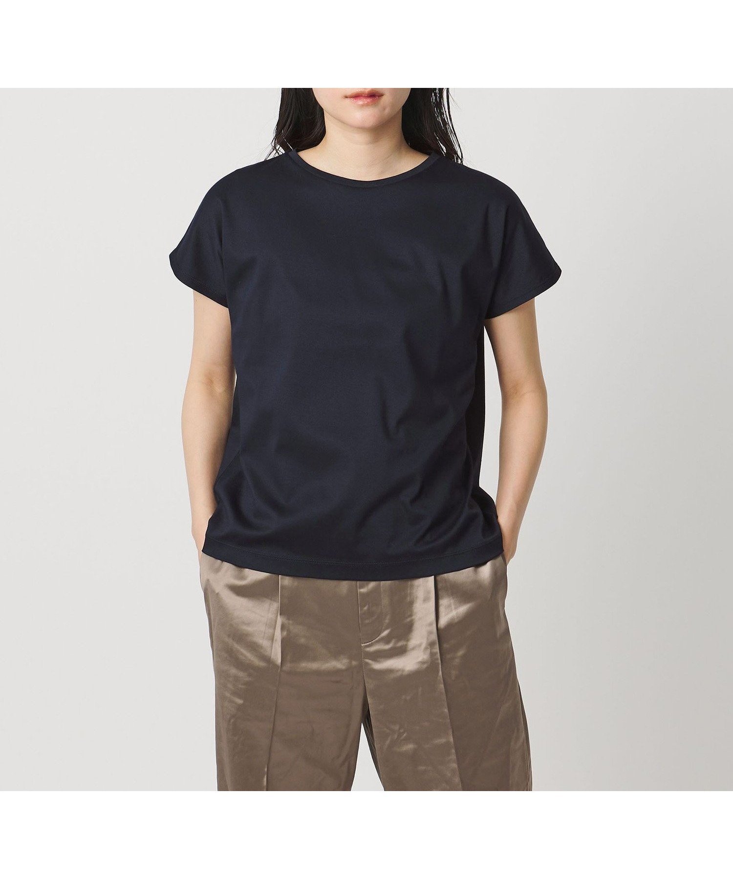 【ビューティ&ユース ユナイテッドアローズ/BEAUTY&YOUTH / UNITED ARROWS】のMARW UNITED ARROWS フレンチスリーブ Tシャツ 汗ジミ防止 インテリア・キッズ・メンズ・レディースファッション・服の通販 founy(ファウニー) 　ファッション　Fashion　レディースファッション　Fashion for Women　トップス・カットソー　Cut & Sew Tops　シャツ・ブラウス・オフィスカジュアル　Elegant Blouses & Button-Ups　ロングTシャツ・Tシャツ　Longline T-Shirts & Tees　コンパクト　Compact, Small Size　スリーブ　Sleeve, Long Sleeve / Short Sleeve　人気　Popular, Best Seller　フレンチ　French, French Style　ビジネス 仕事 通勤　Business / Work / Commuting　NAVY|ID: prp329100004984269 ipo3291000000037338034