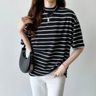 【ココモモ/COCOMOMO】のハイネックTシャツ 半袖カットソー コットンT トップス レディース 大人の最旬トレンドファッション＆コーディネート founy(ファウニー) ファッション Fashion レディースファッション Fashion for Women トップス・カットソー Cut & Sew Tops シャツ・ブラウス・オフィスカジュアル Elegant Blouses & Button-Ups ロングTシャツ・Tシャツ Longline T-Shirts & Tees カットソー・ベーシックTシャツ Cut-and-Sewn Tops / Stretch Tees & Basics イエロー Yellow 春 Spring カットソー Cut and Sewn Top 吸水 Absorbent, Quick-Dry シンプル Simple, Minimal ストレッチ Stretch, Stretchy Fabric デニム Denim, Jeans Material 人気 Popular, Best Seller ハイネック High Neck, Mock Neck パープル Purple, Violet ボーダー Border, Stripe 半袖 Short Sleeve, Half Sleeve モックネック Mock Neck, Short Turtleneck 無地 Plain, Solid Color ロング Long, Long-Length ワイド Wide, Wide Fit S/S・春夏 SS, Spring/Summer, Warm Season おすすめ Recommended / Our Picks 夏 Summer 旅行 Travel エレガント 上品 Elegant ビジネス 仕事 通勤 Business / Work / Commuting thumbnail ブラック・ボーダー|ID: prp329100004984271 ipo3291000000037338043