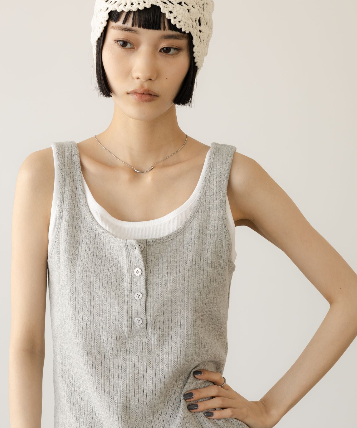 【ローリーズファーム/LOWRYS FARM】のヘンリーレイヤードタンク 大人の最旬トレンドファッション＆コーディネート founy(ファウニー) 　ファッション　Fashion　レディースファッション　Fashion for Women　インナー　Innerwear　カーディガン　Cardigan, Knitwear　シアー　Sheer, See-Through　ジャケット　Jacket, Outerwear　パターン　Pattern, Design Print　メッシュ　Mesh, Net Fabric　 other-1|ID: prp329100004984282 ipo3291000000037338121