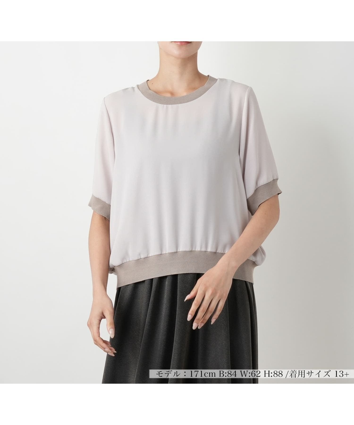 【レリアンプラスハウス/Leilian PLUS HOUSE】のリブ切替シアープルオーバー【BOURGE】 インテリア・キッズ・メンズ・レディースファッション・服の通販 founy(ファウニー) 　ファッション　Fashion　レディースファッション　Fashion for Women　トップス・カットソー　Cut & Sew Tops　カジュアルプルオーバー・ニットトップス　Pullovers & Knit Tops / Casual Pullovers　ウォッシャブル　Machine Washable　切替　Switching, Contrast Panel　シンプル　Simple, Minimal　ポケット　Pocket, Pocket Detail　夏　Summer　ライトグレー|ID: prp329100004984331 ipo3291000000037338379