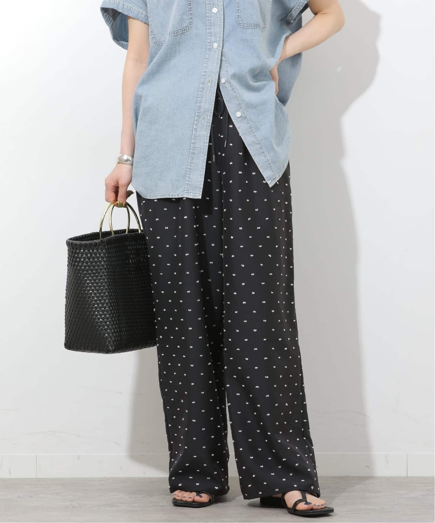 【ジャーナルスタンダード レリューム/JOURNAL STANDARD relume】のカットドビードットパンツ インテリア・キッズ・メンズ・レディースファッション・服の通販 founy(ファウニー) 　ファッション　Fashion　レディースファッション　Fashion for Women　パンツ　Pants & Trousers　2026年　2026　2026春夏・S/S　Spring/Summer 2026 SS26　カットソー　Cut and Sewn Top　シンプル　Simple, Minimal　ドット　Polka Dot, Dot Pattern　リラックス　Relax, Relaxed Fit　エレガント 上品　Elegant　ブラック|ID: prp329100004984372 ipo3291000000037338573