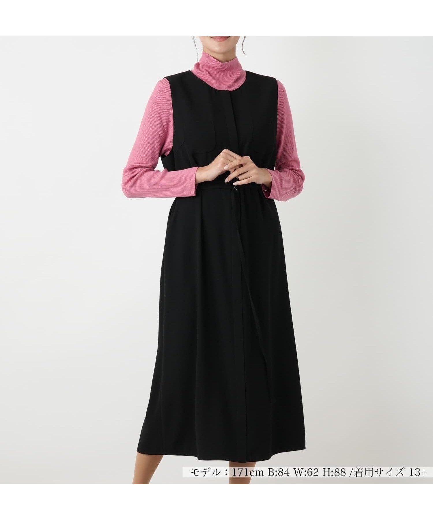 【レリアンプラスハウス/Leilian PLUS HOUSE】のノースリーブワンピース【BOURGE】 インテリア・キッズ・メンズ・レディースファッション・服の通販 founy(ファウニー) 　ファッション　Fashion　レディースファッション　Fashion for Women　ワンピース　Dresses　ウォッシャブル　Machine Washable　ノースリーブ　Sleeveless, No-Sleeve　ポケット　Pocket, Pocket Detail　秋　Autumn　ブラック|ID: prp329100004984432 ipo3291000000037338795